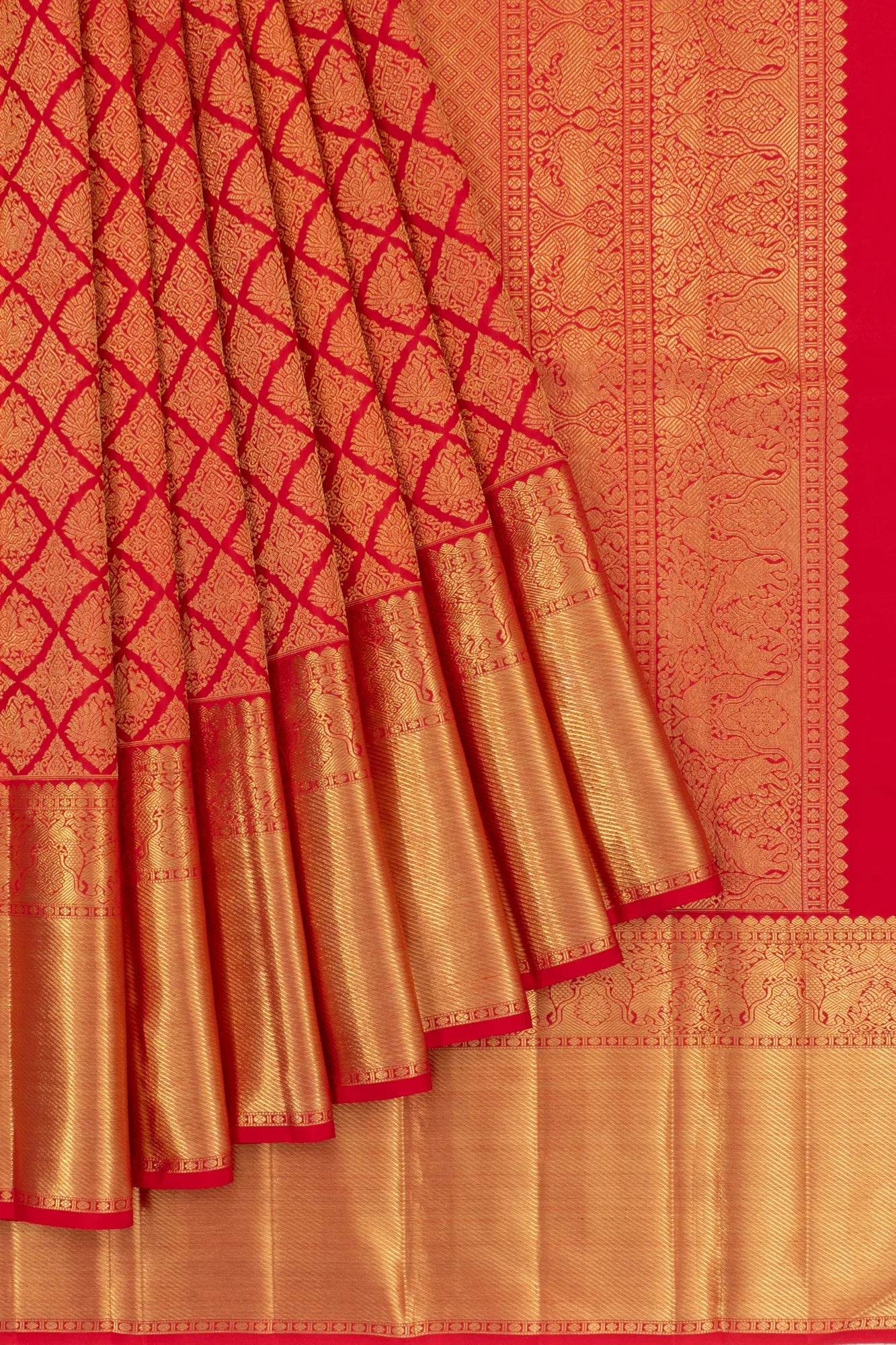 Kanchipuram Silk Brocade Red Saree