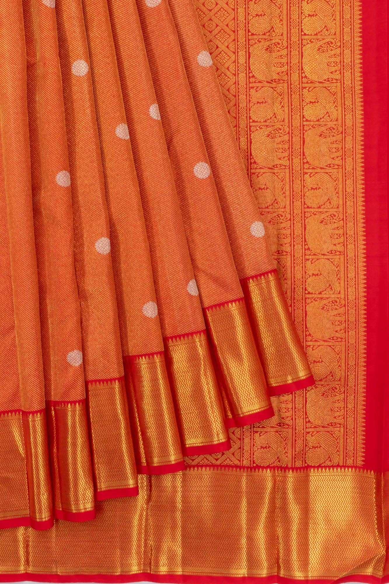 Kanchipuram Silk Brocade And Butta Red Saree