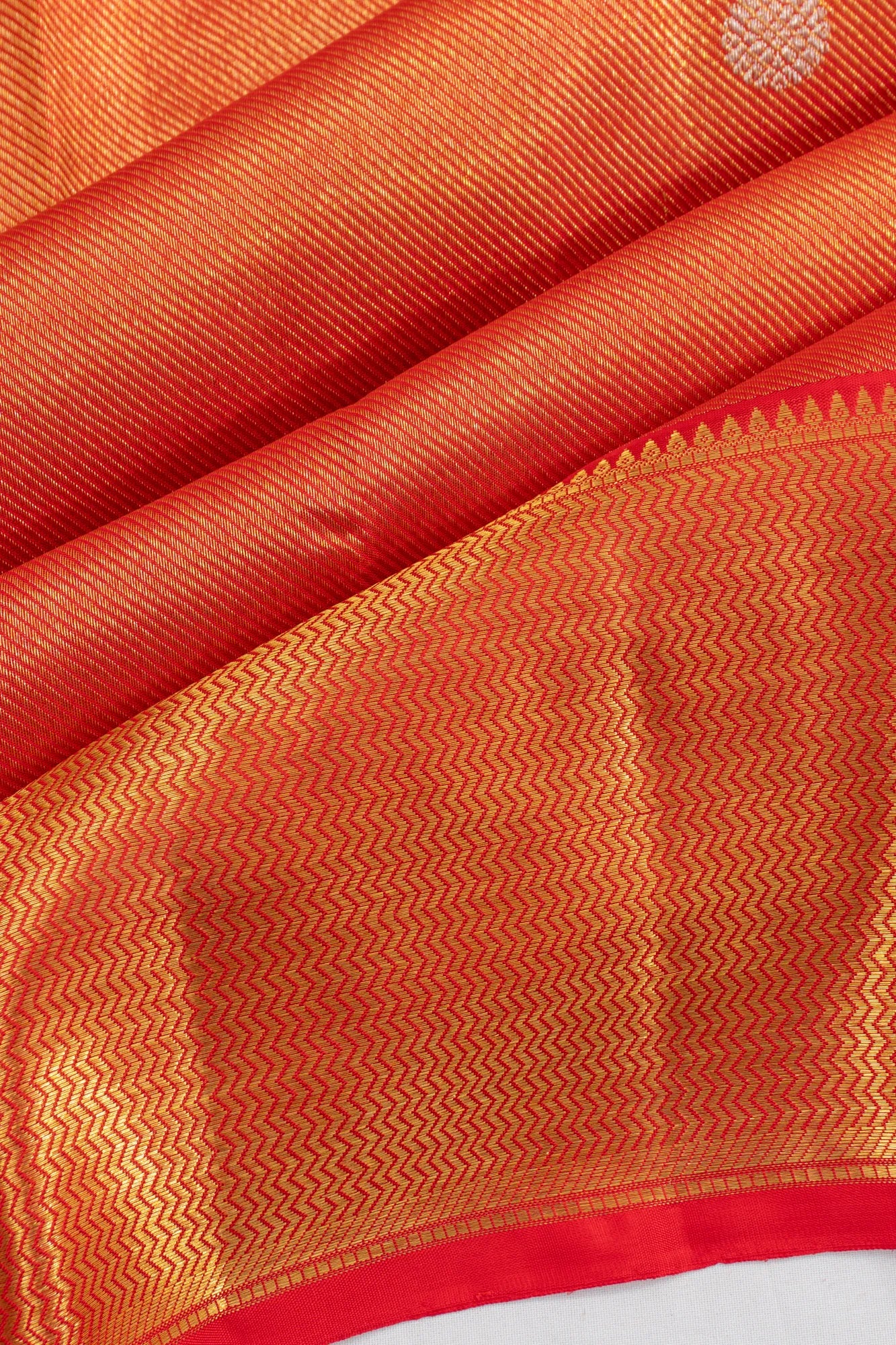 Kanchipuram Silk Brocade And Butta Red Saree