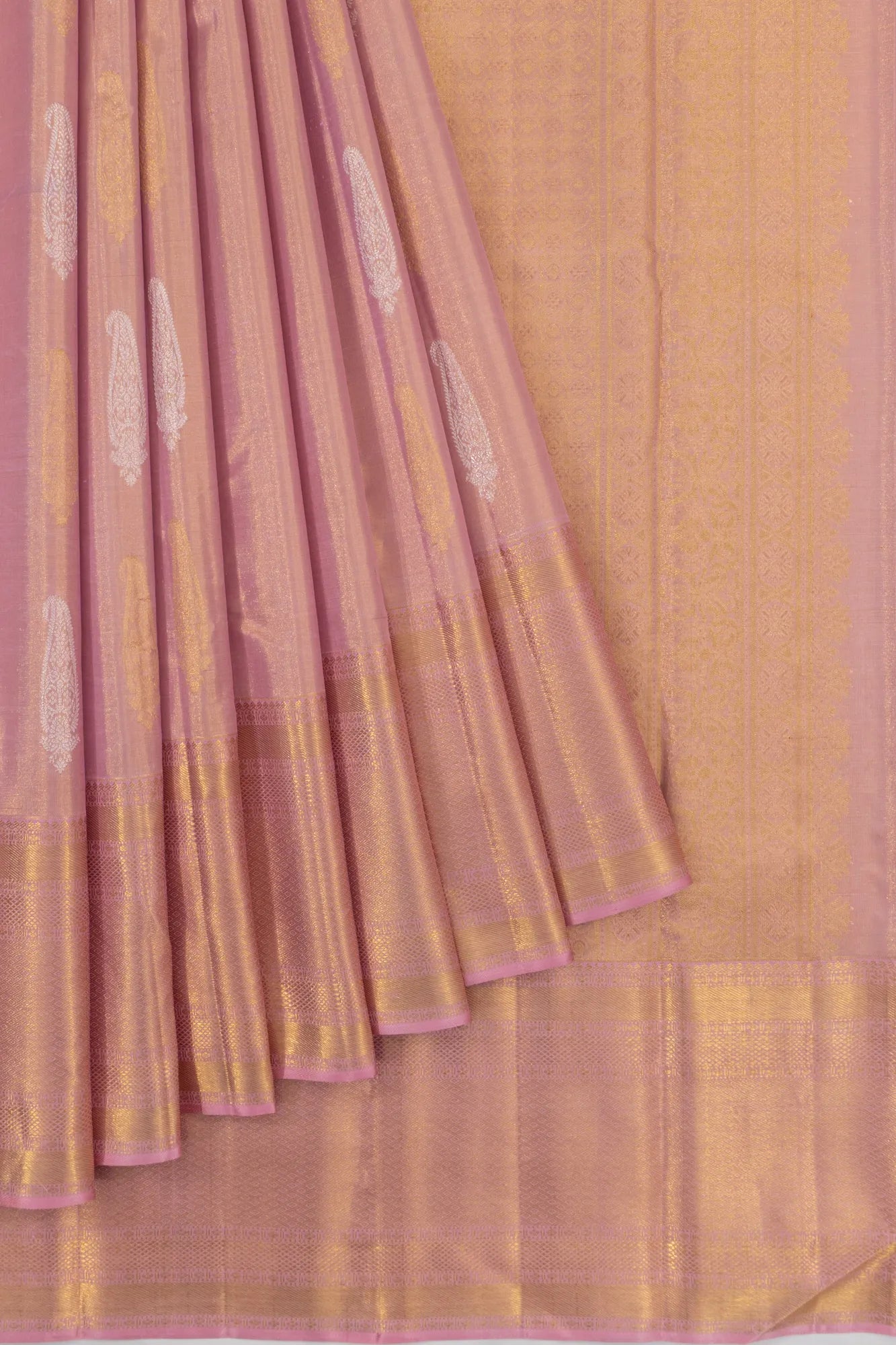 Kanchipuram Silk Tissue Butta Baby Pink Saree