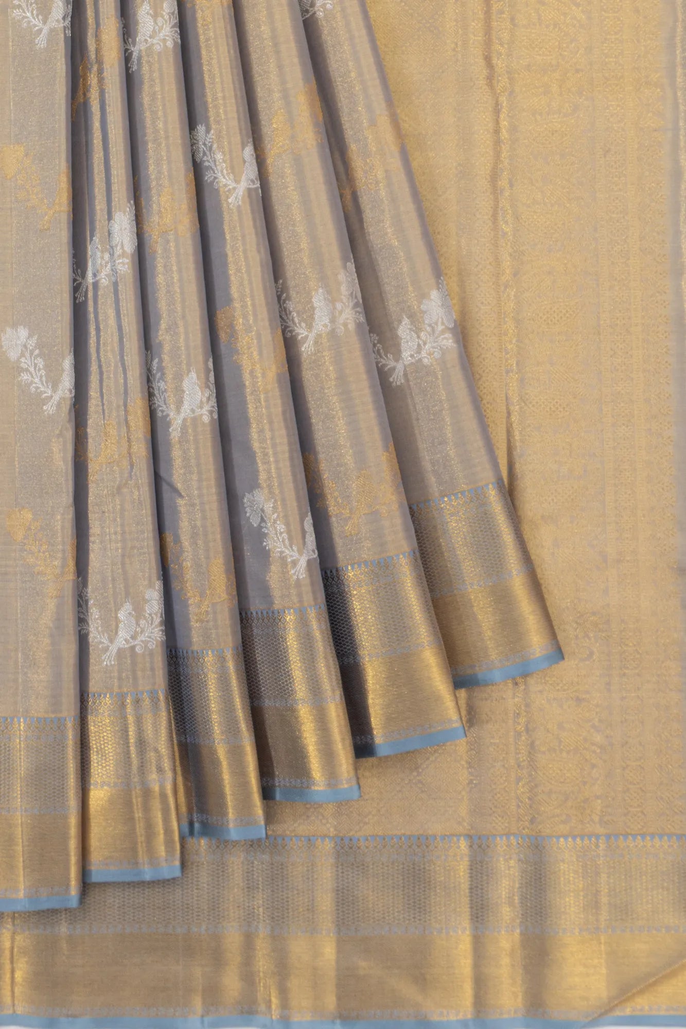 Kanchipuram Silk Tissue Butta Powder Blue Saree
