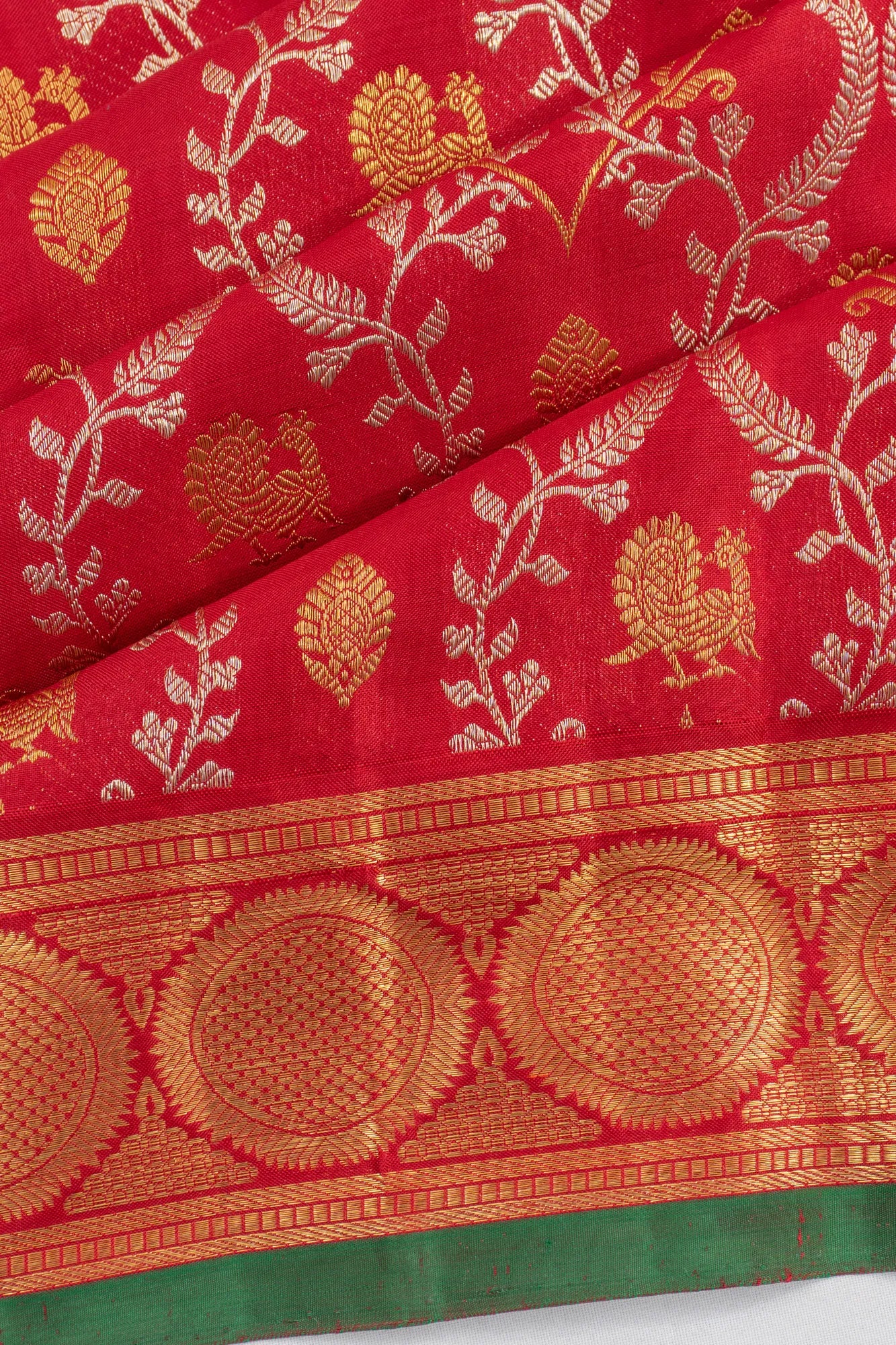 Kanchipuram Silk Brocade Red Saree