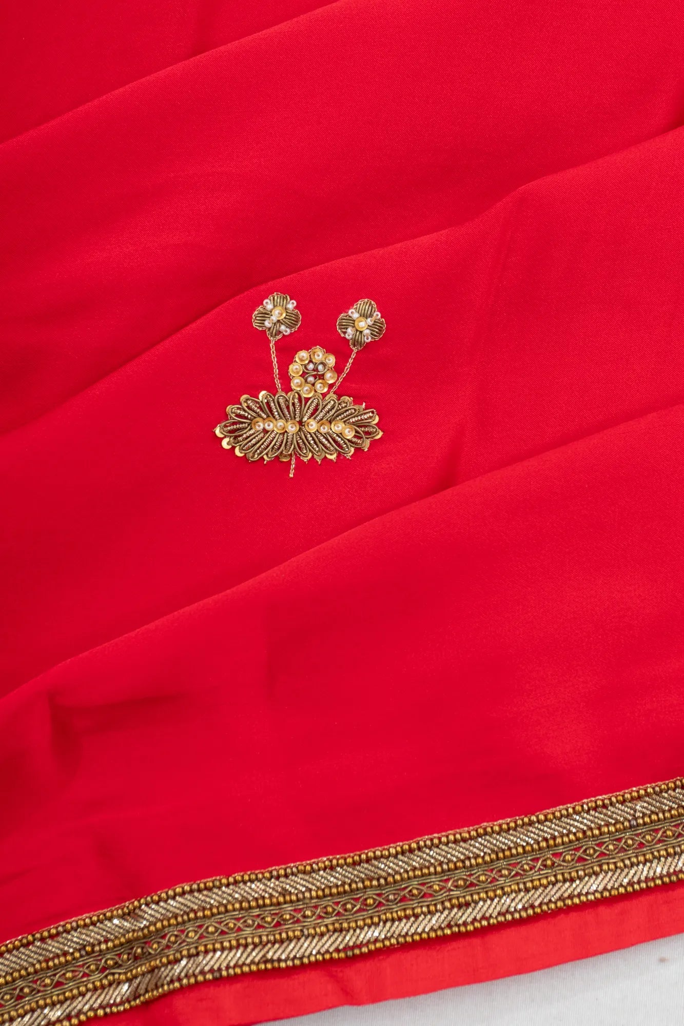 Banarasi Satin Butta Red Saree