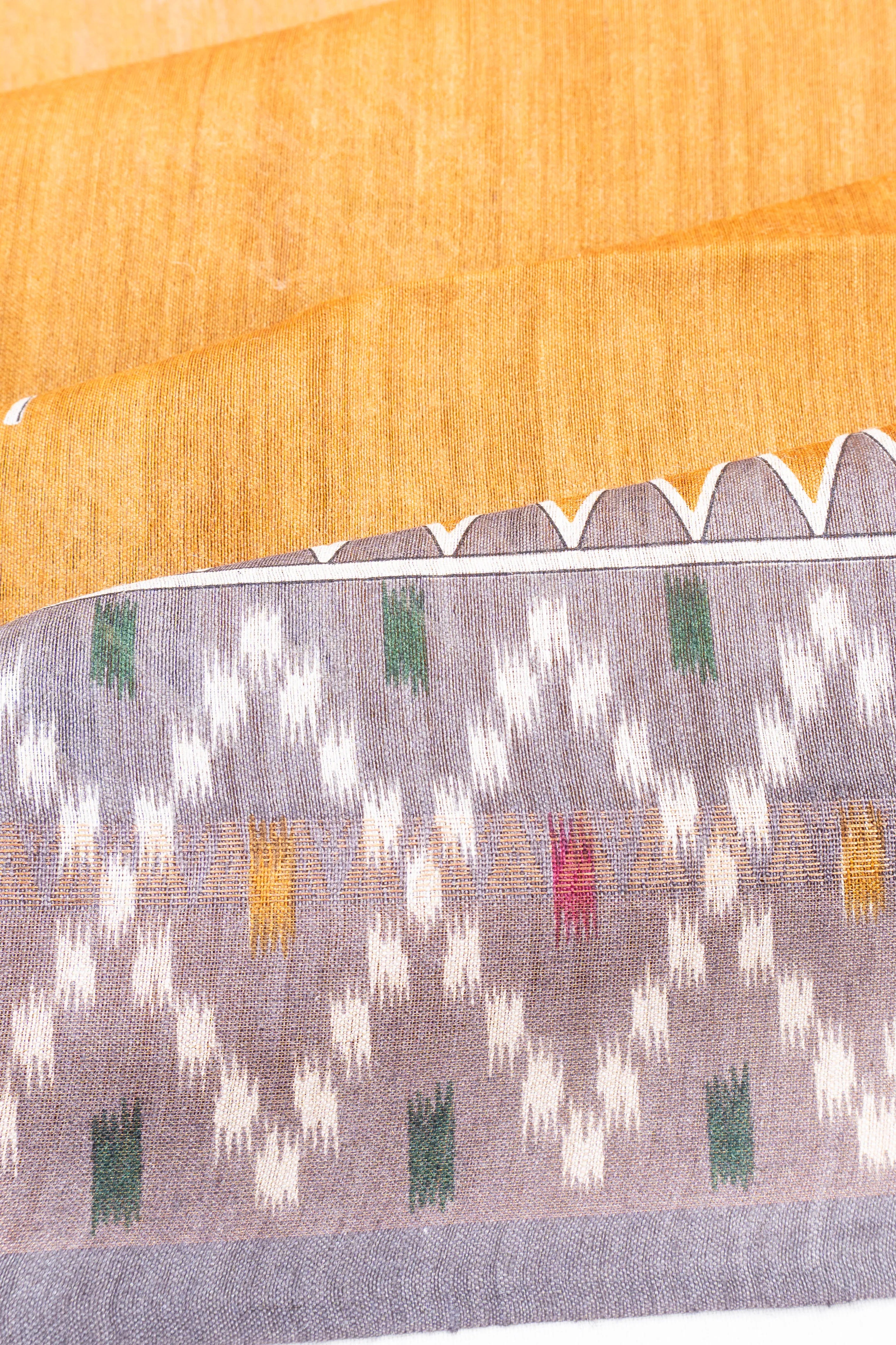 Bhagalpuri Tussar Printed Yellow Saree