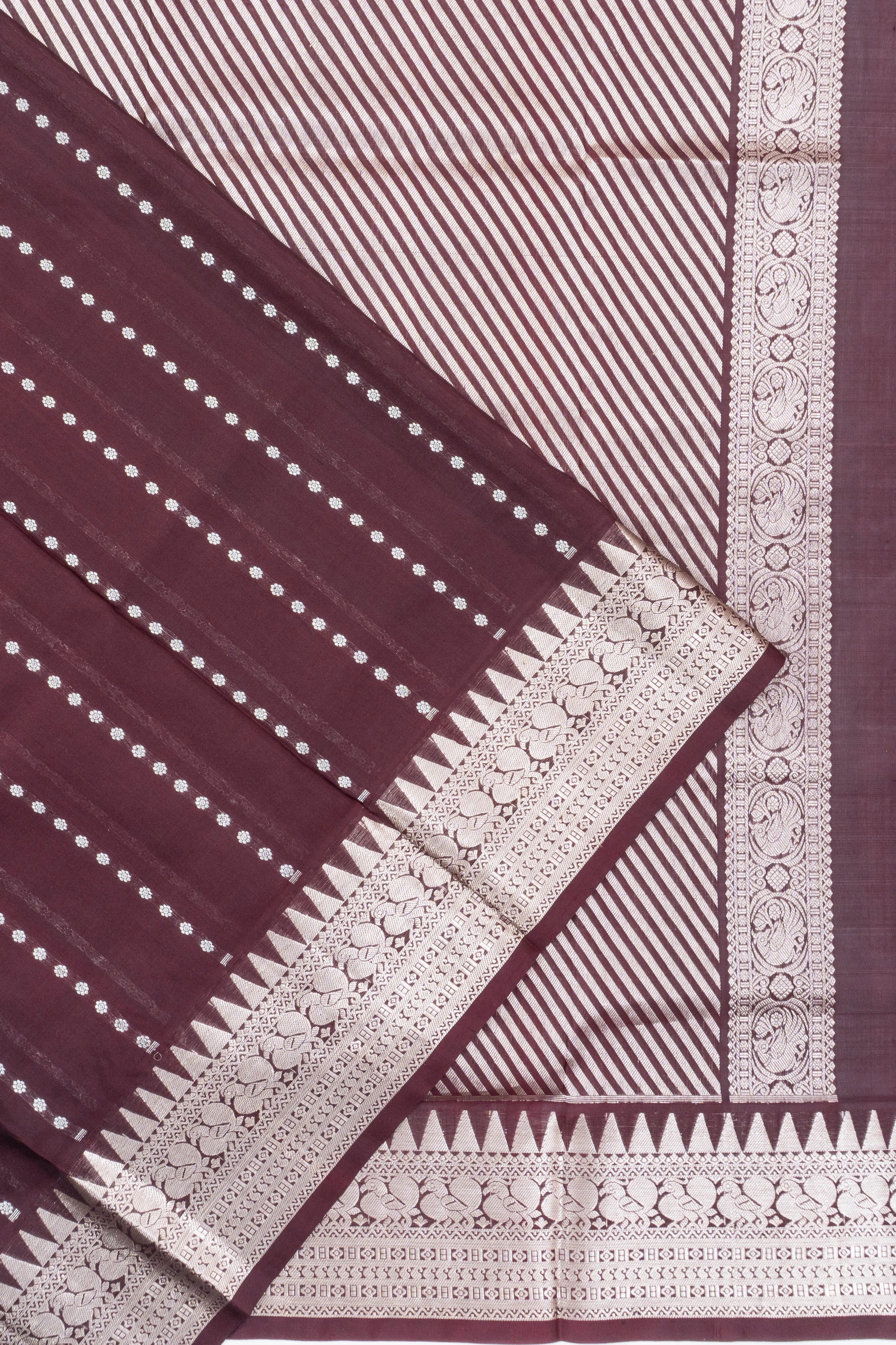 Venkatagiri Silk Brocade Brown Saree