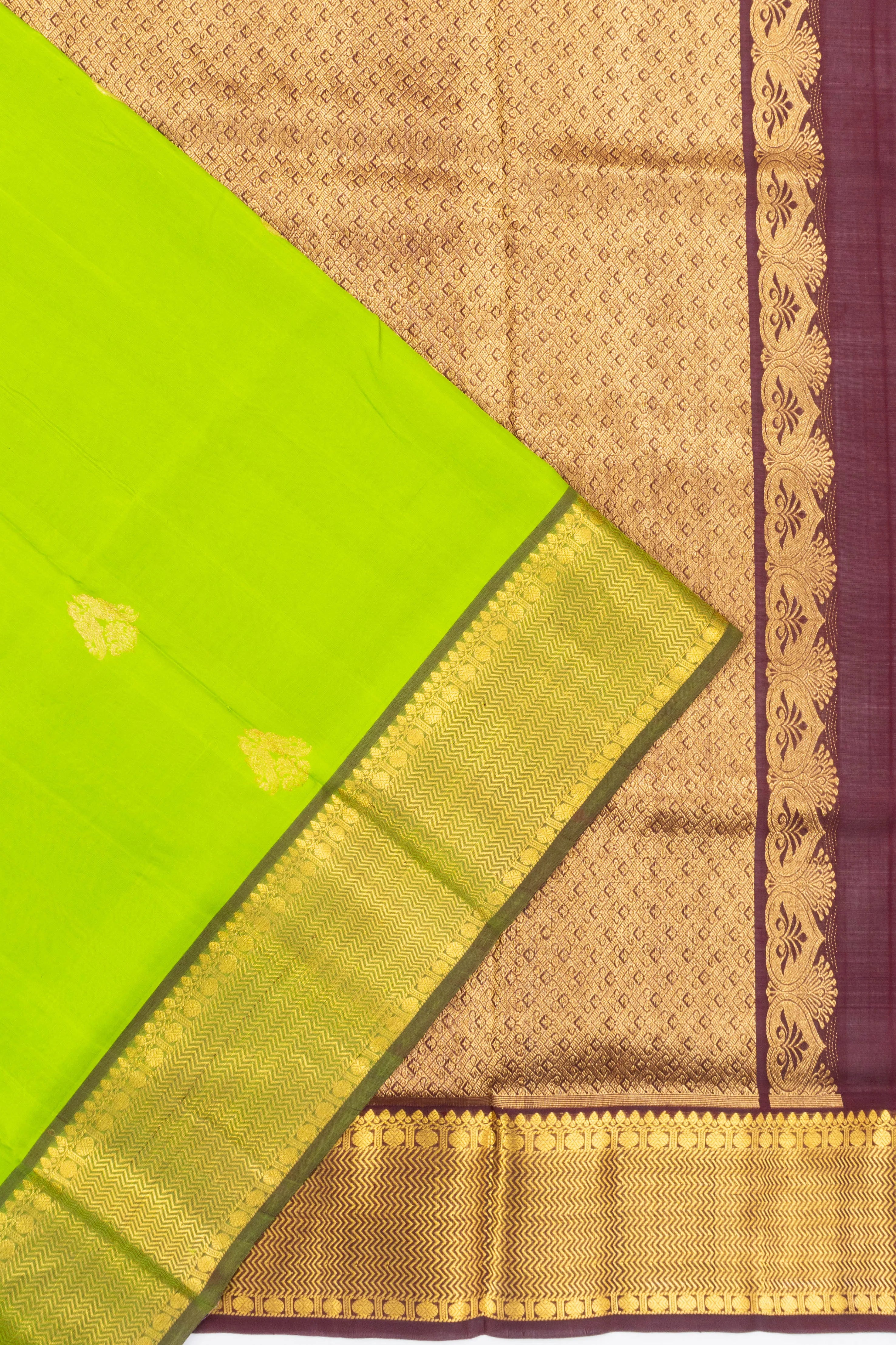 Venkatagiri Silk Butta Parrot Green Saree