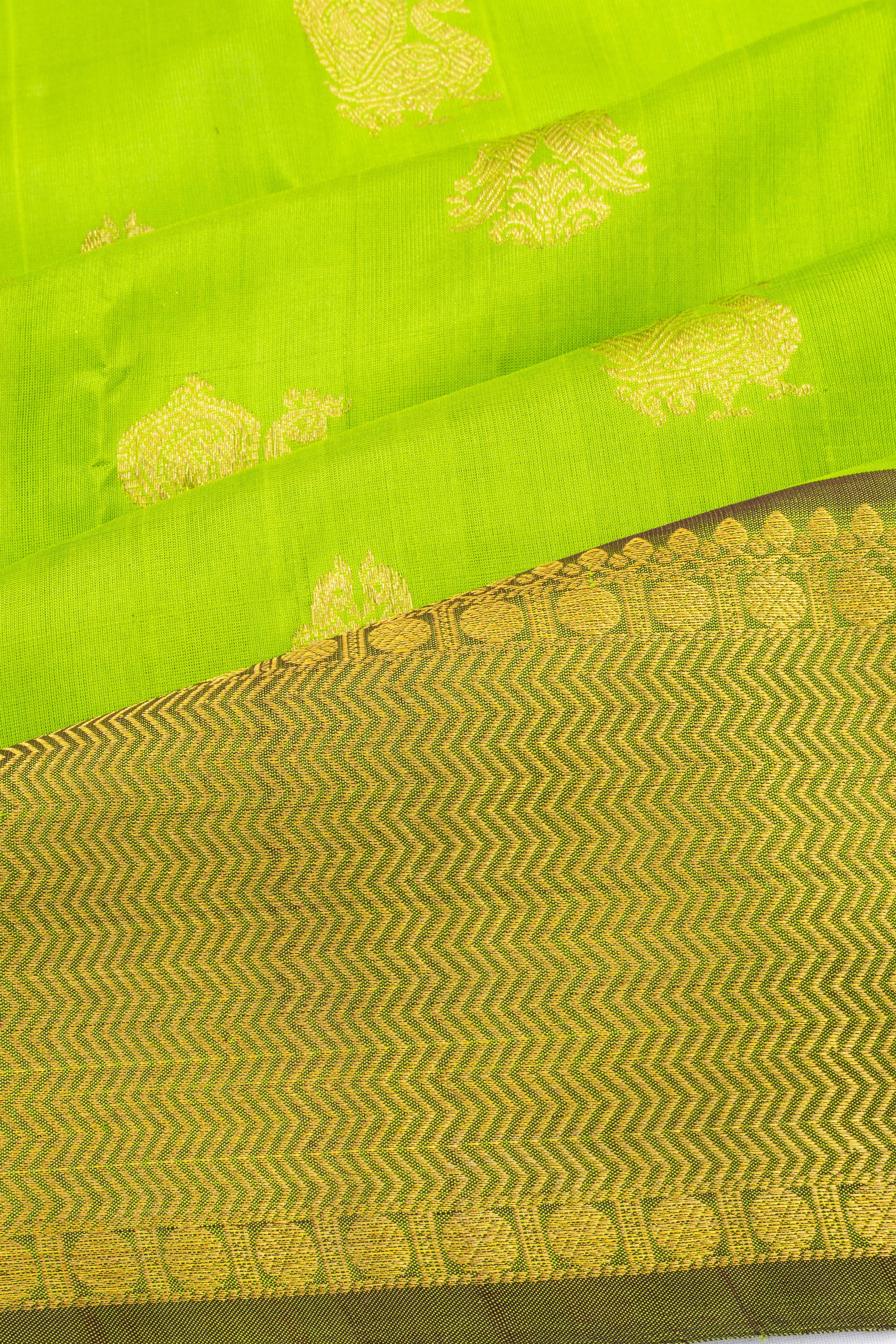 Venkatagiri Silk Butta Parrot Green Saree
