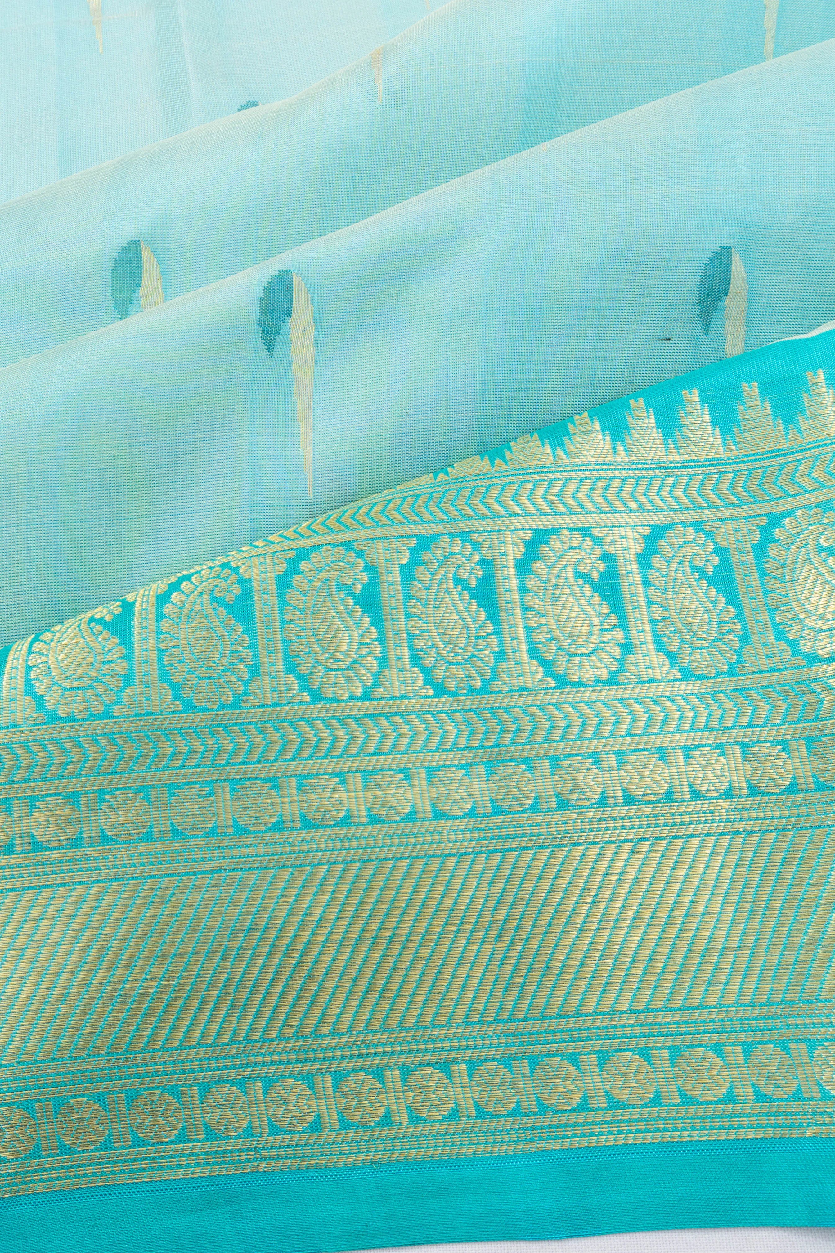 Venkatagiri Silk Butta Sky Blue Saree