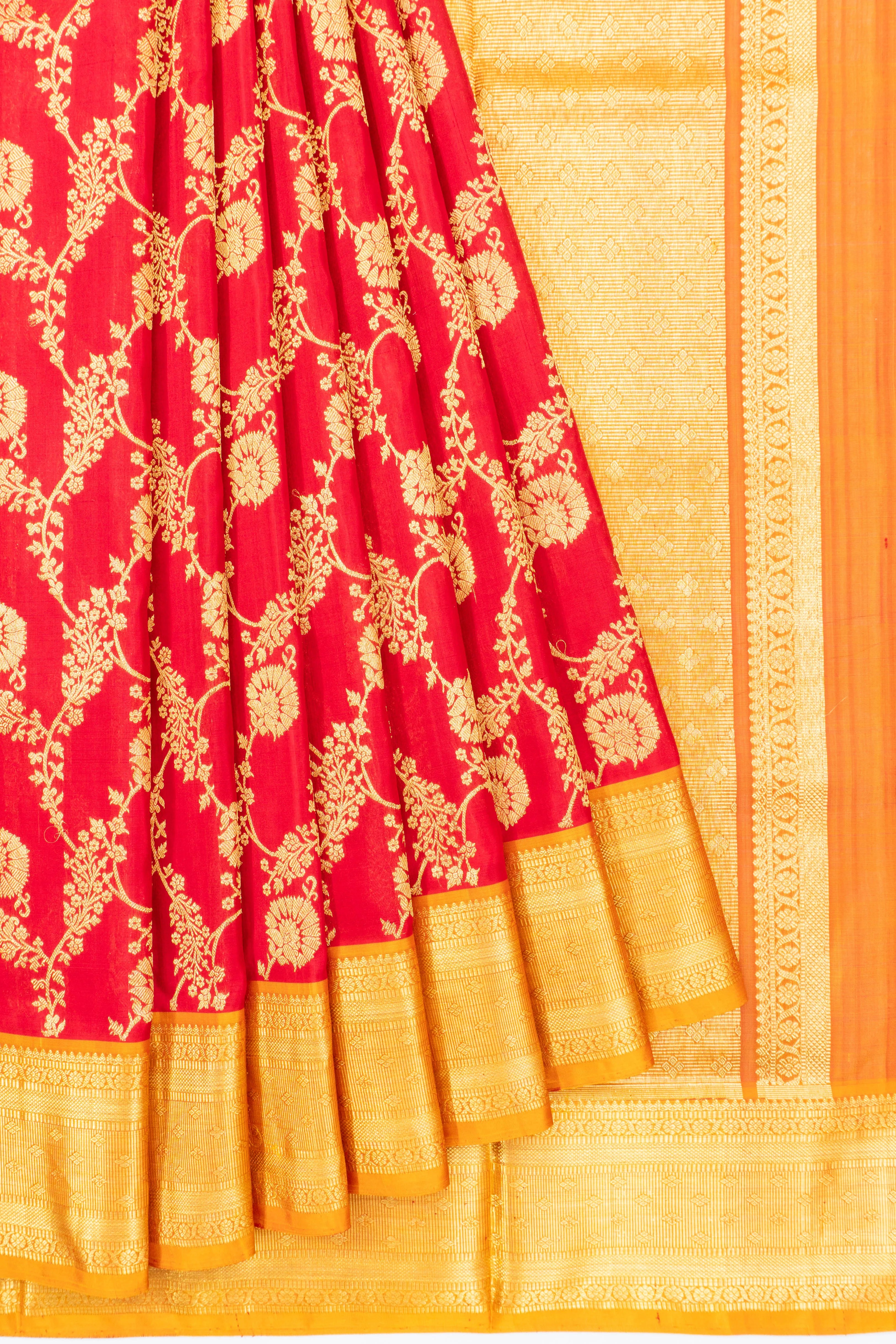 Venkatagiri Silk Brocade Red Saree