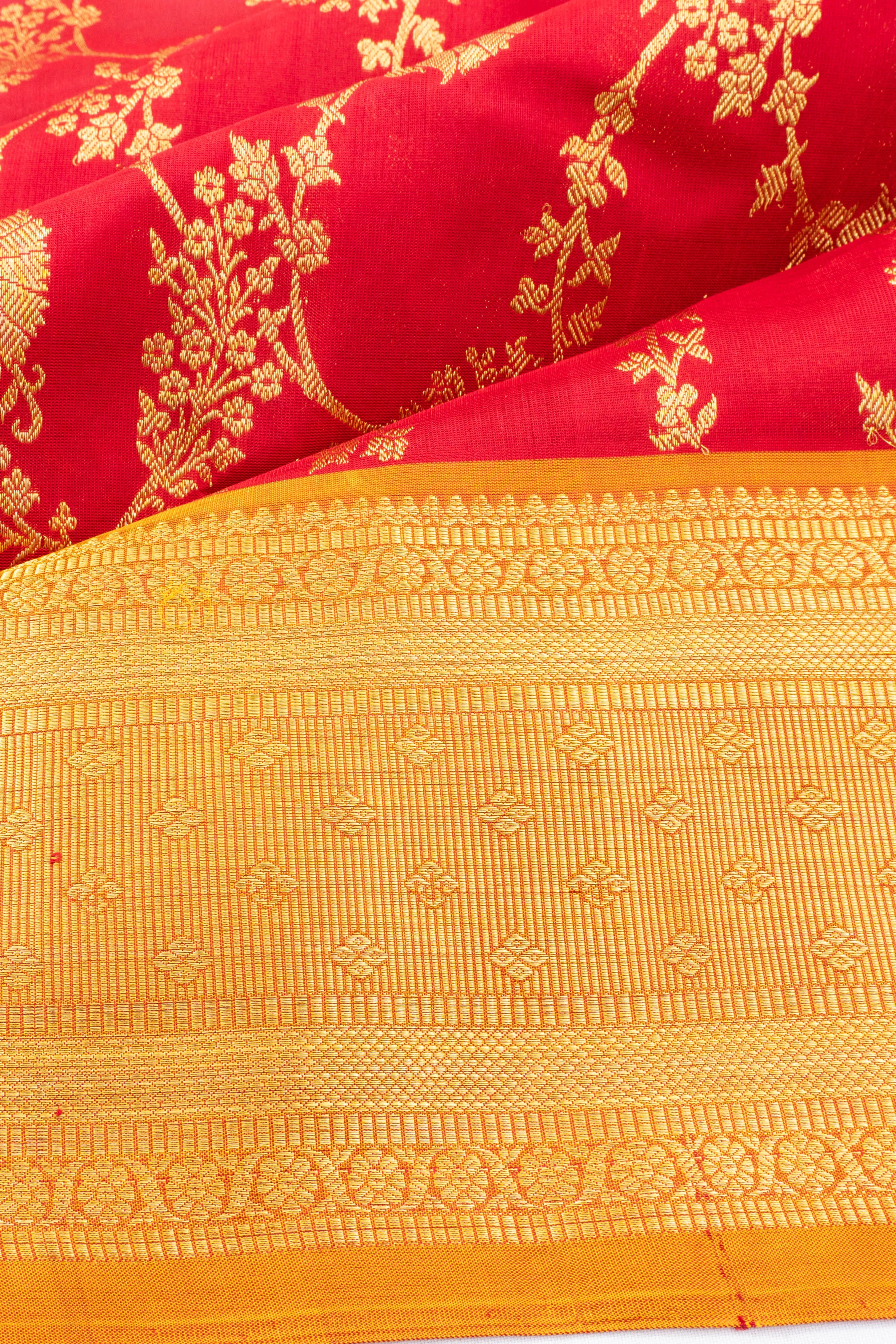 Venkatagiri Silk Brocade Red Saree