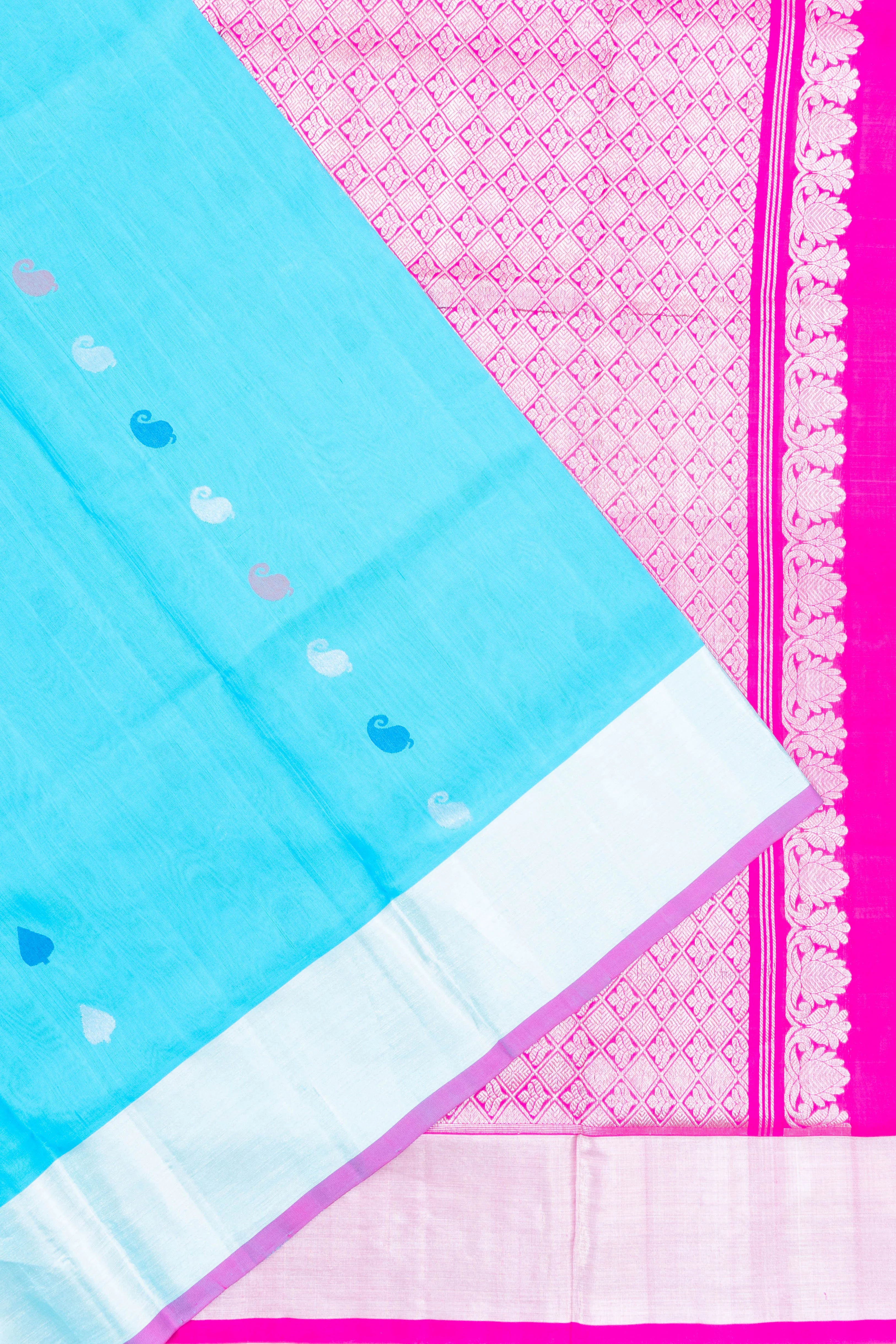Venkatagiri Silk Butta Sky Blue Saree
