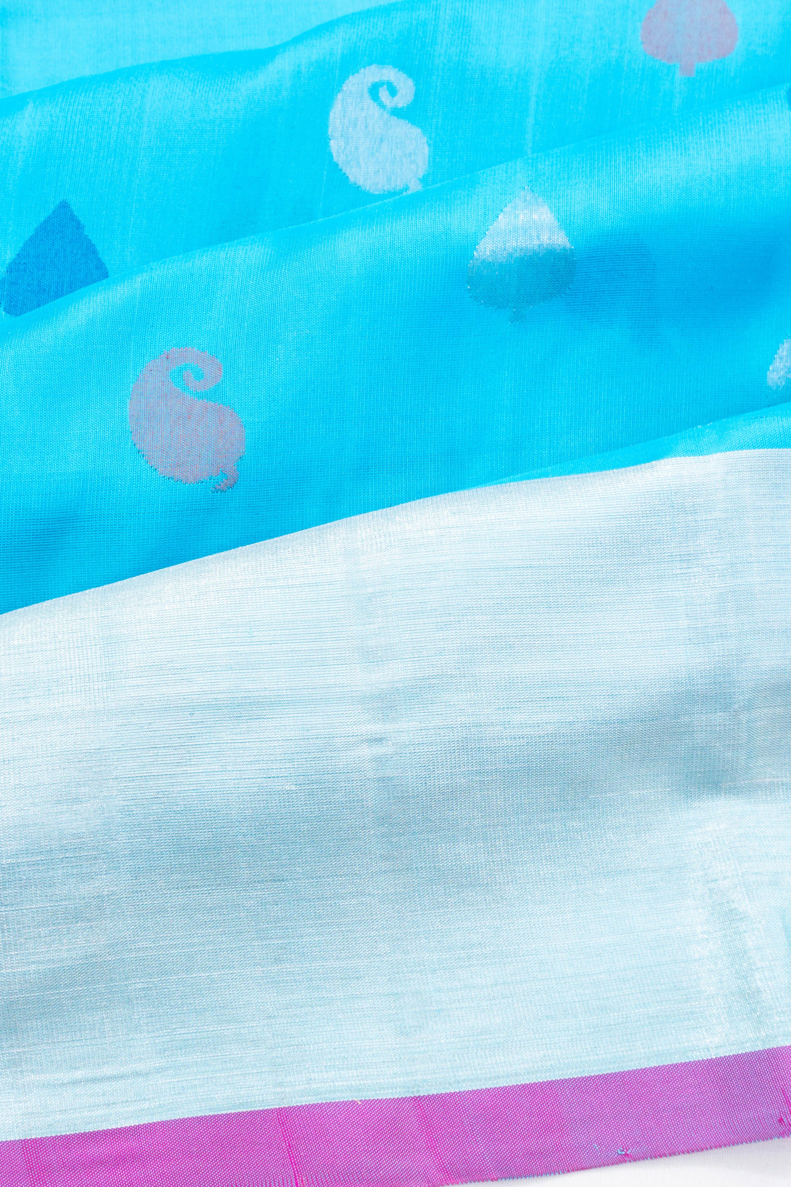 Venkatagiri Silk Butta Sky Blue Saree