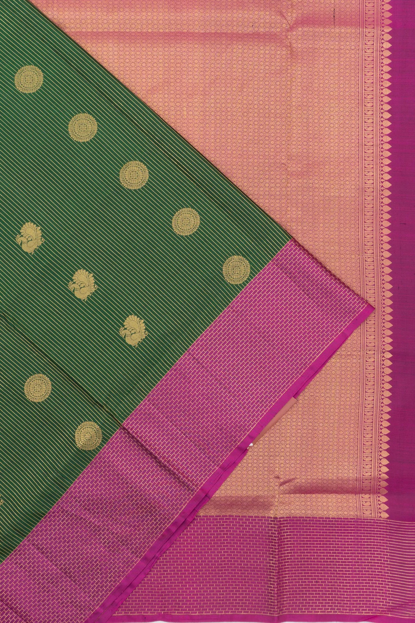 Coimbatore Soft Silk Lines And Butta Bottle Green Saree