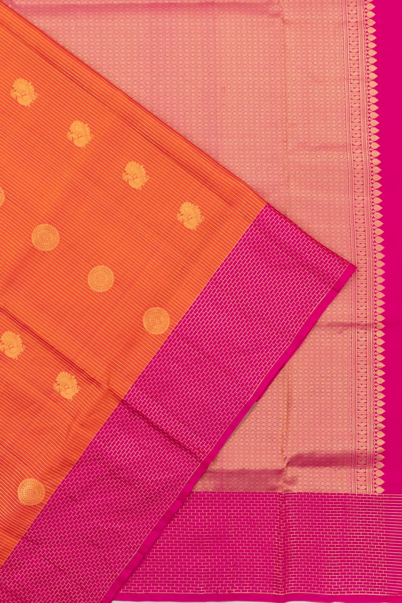 Coimbatore Soft Silk Lines And Butta Orange Saree