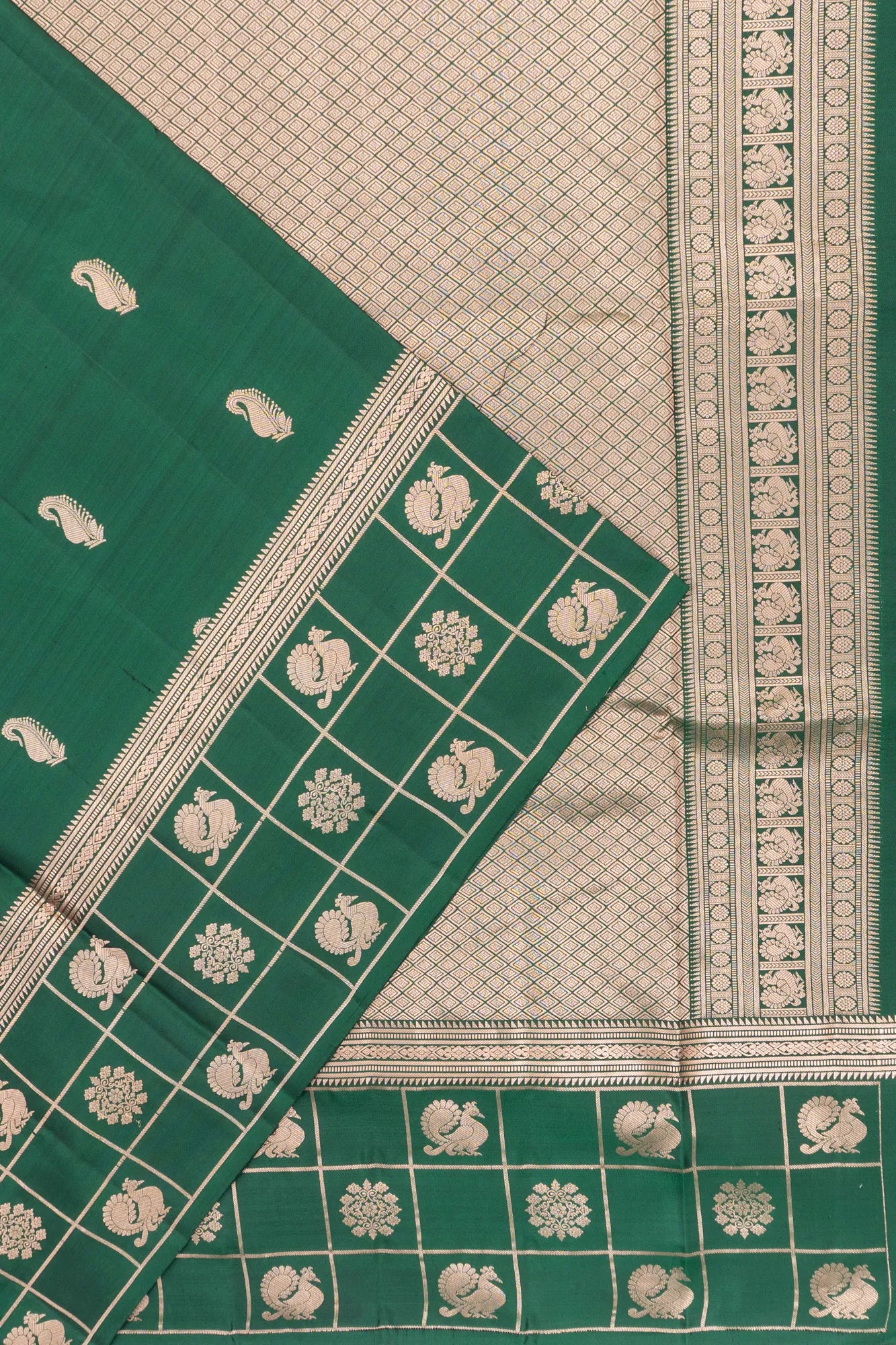 Coimbatore Soft Silk Butta Bottle Green Saree