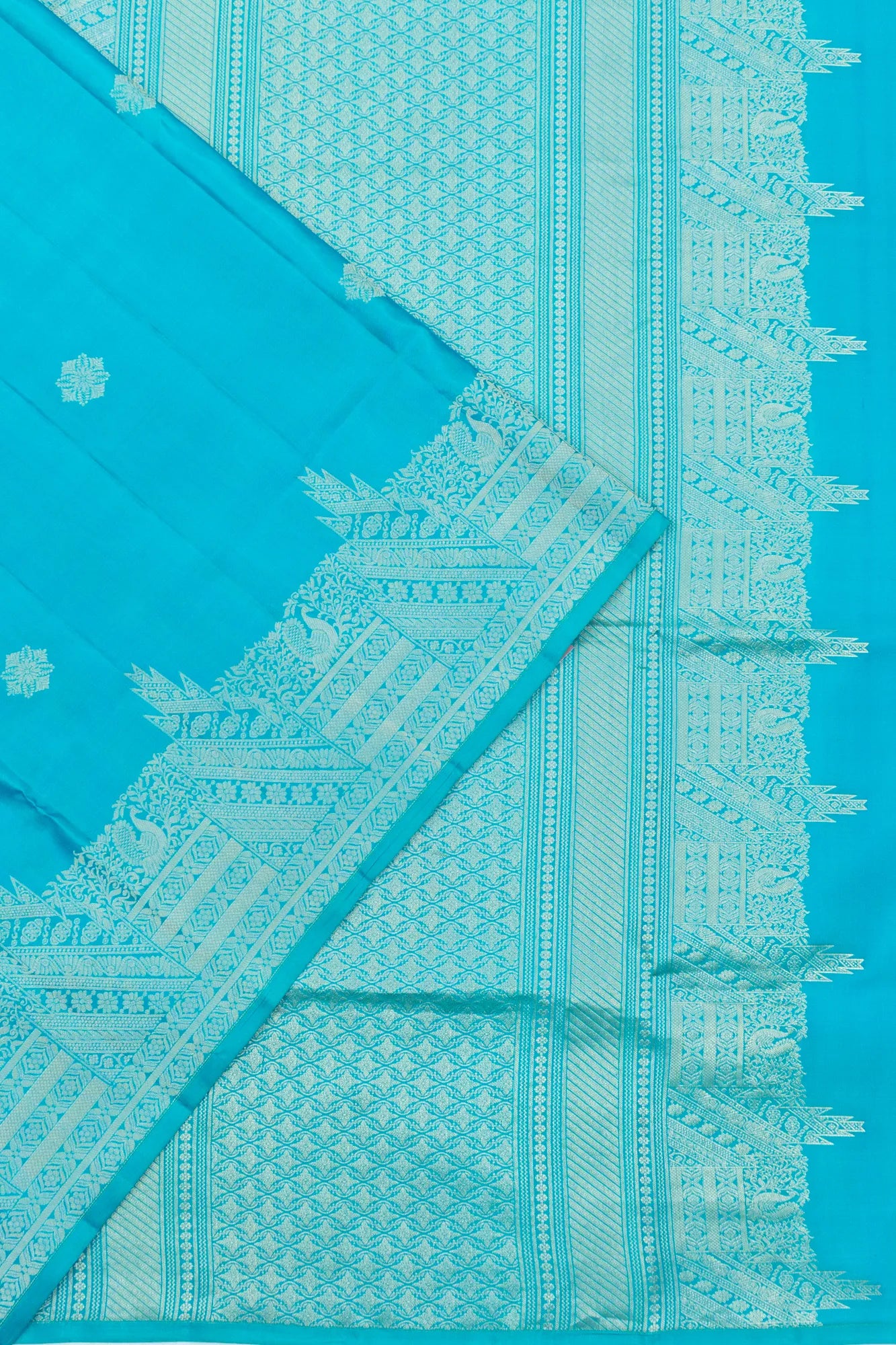 Coimbatore Soft Silk Butta Aqua Blue Saree