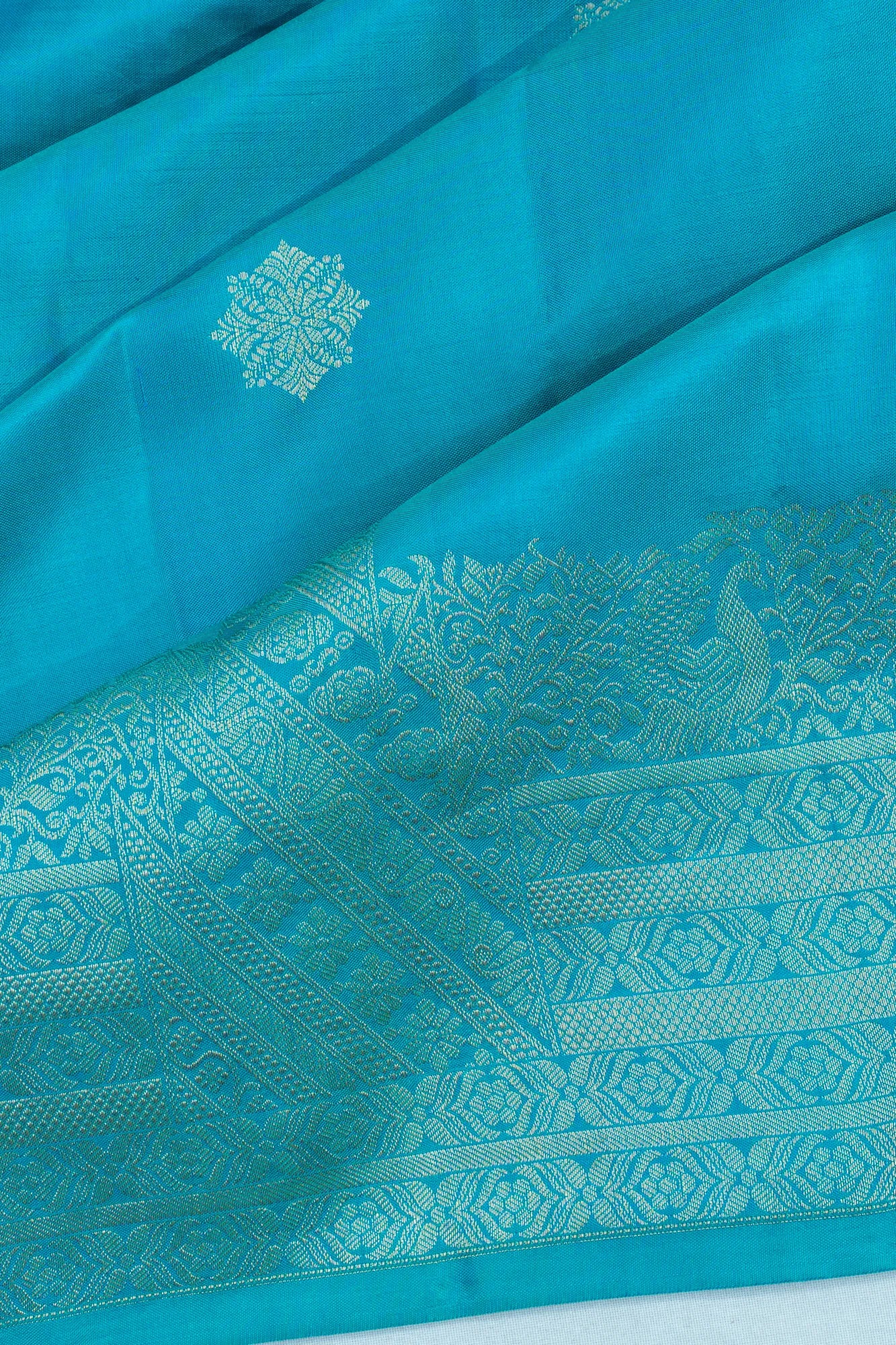 Coimbatore Soft Silk Butta Aqua Blue Saree