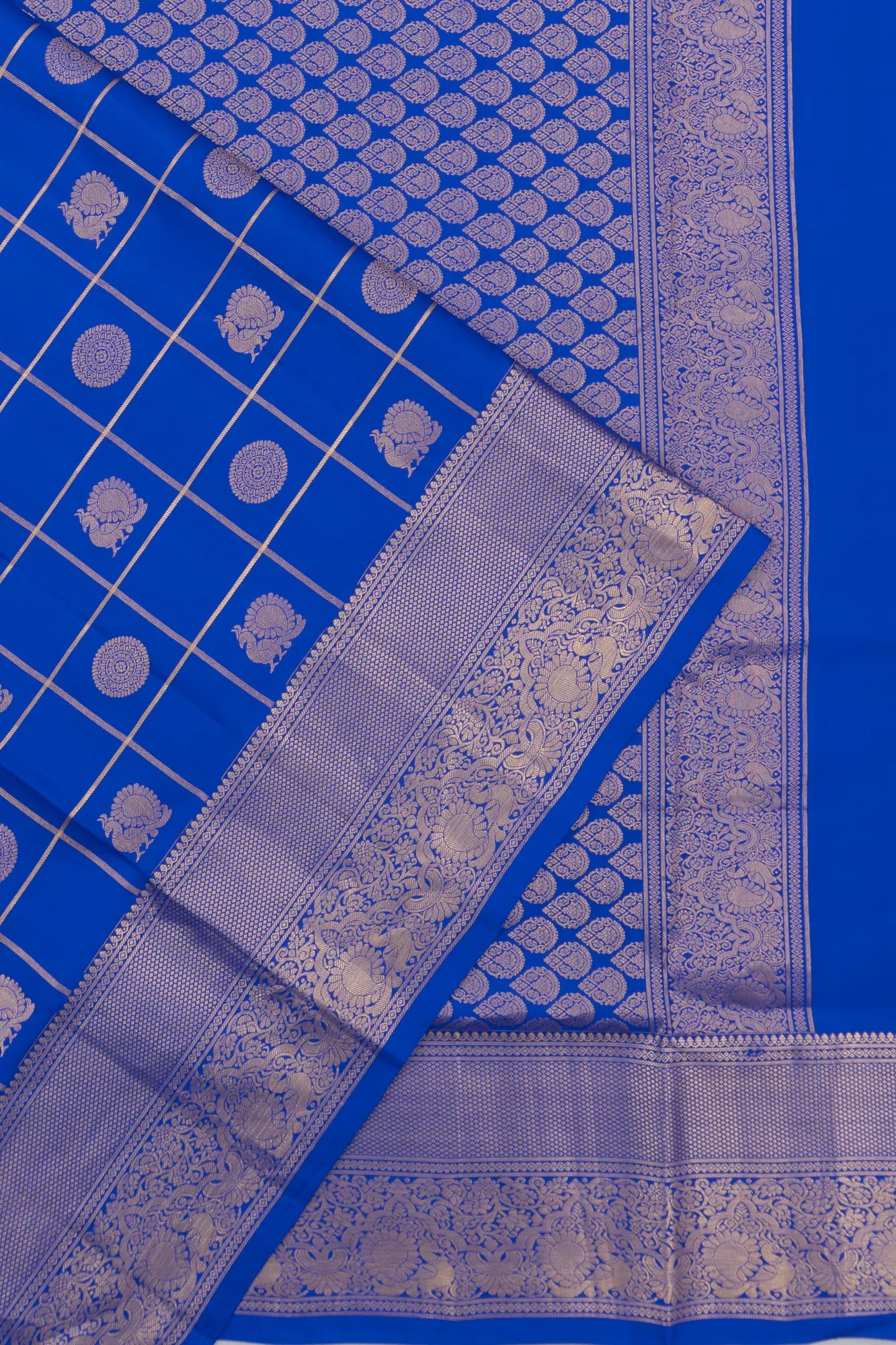 Coimbatore Soft Silk Checks And Butta Blue Saree