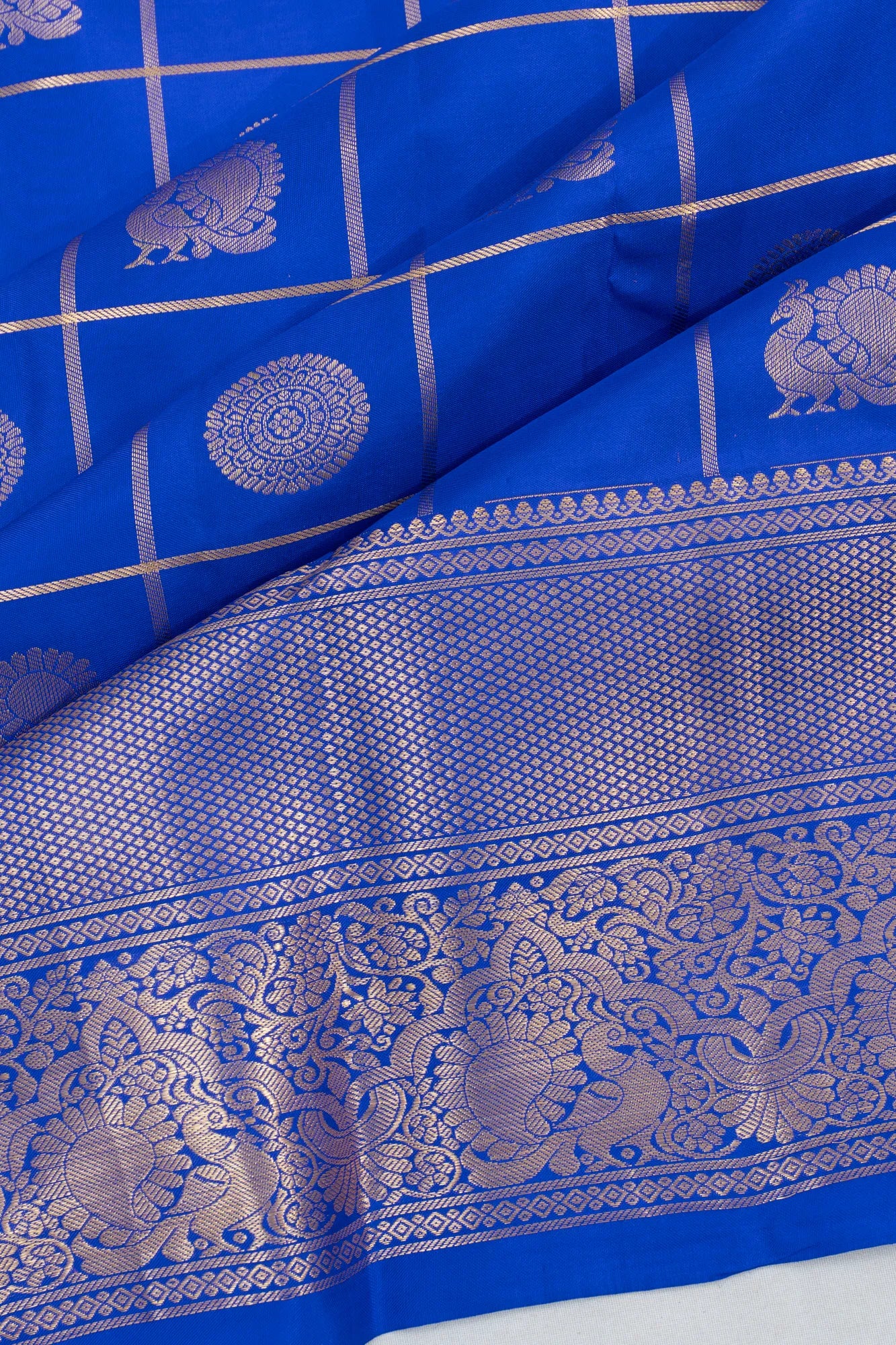 Coimbatore Soft Silk Checks And Butta Blue Saree