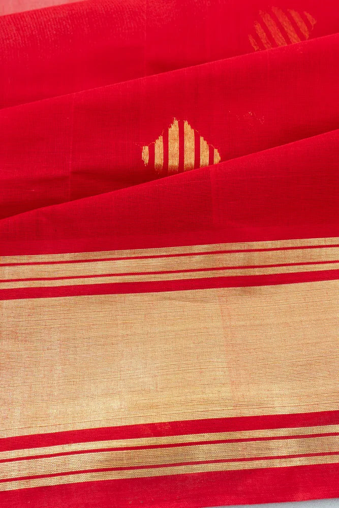 Venkatagiri Cotton Butta Red Saree