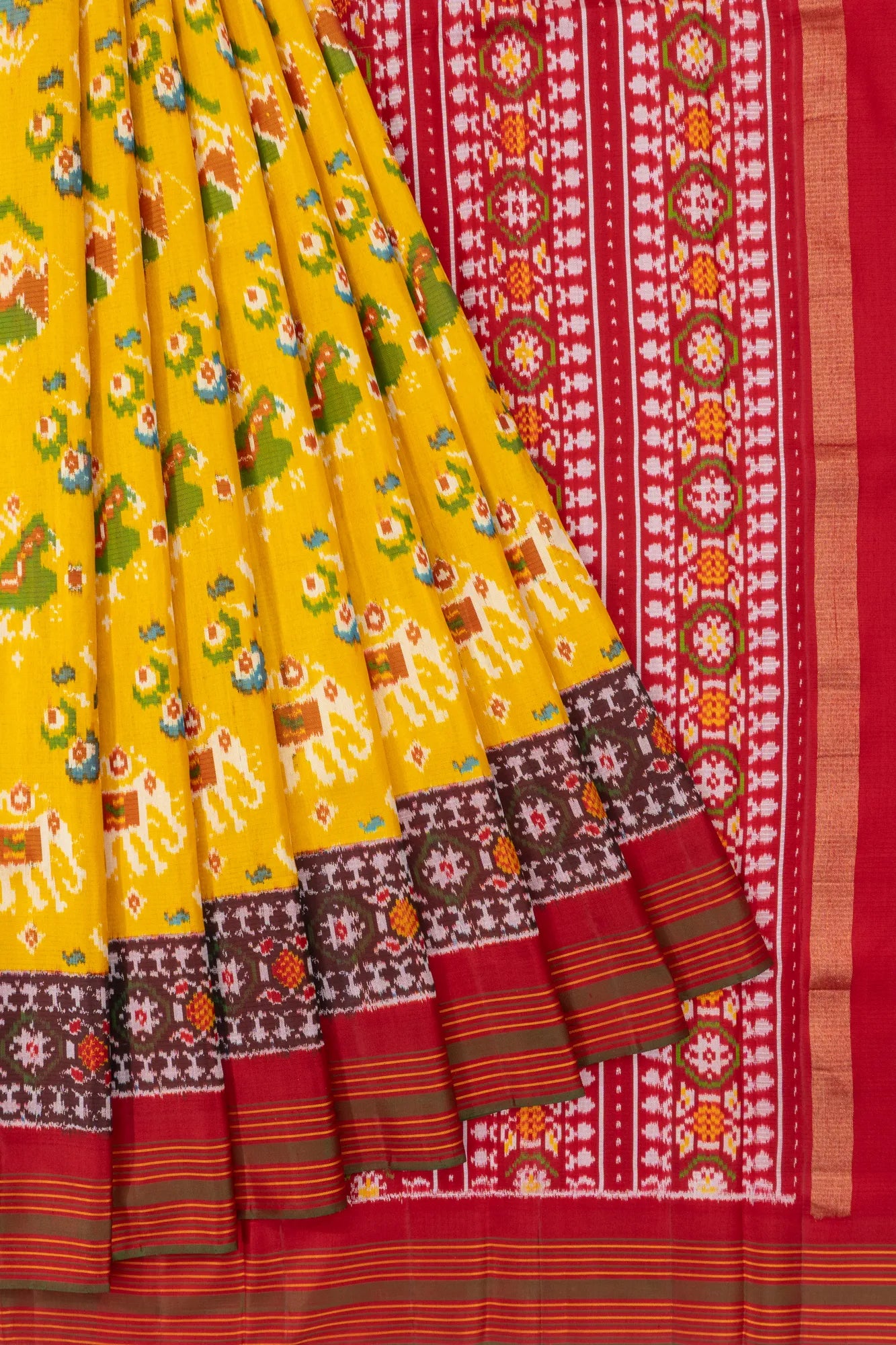Pochampally Silk Ikat Yellow Saree