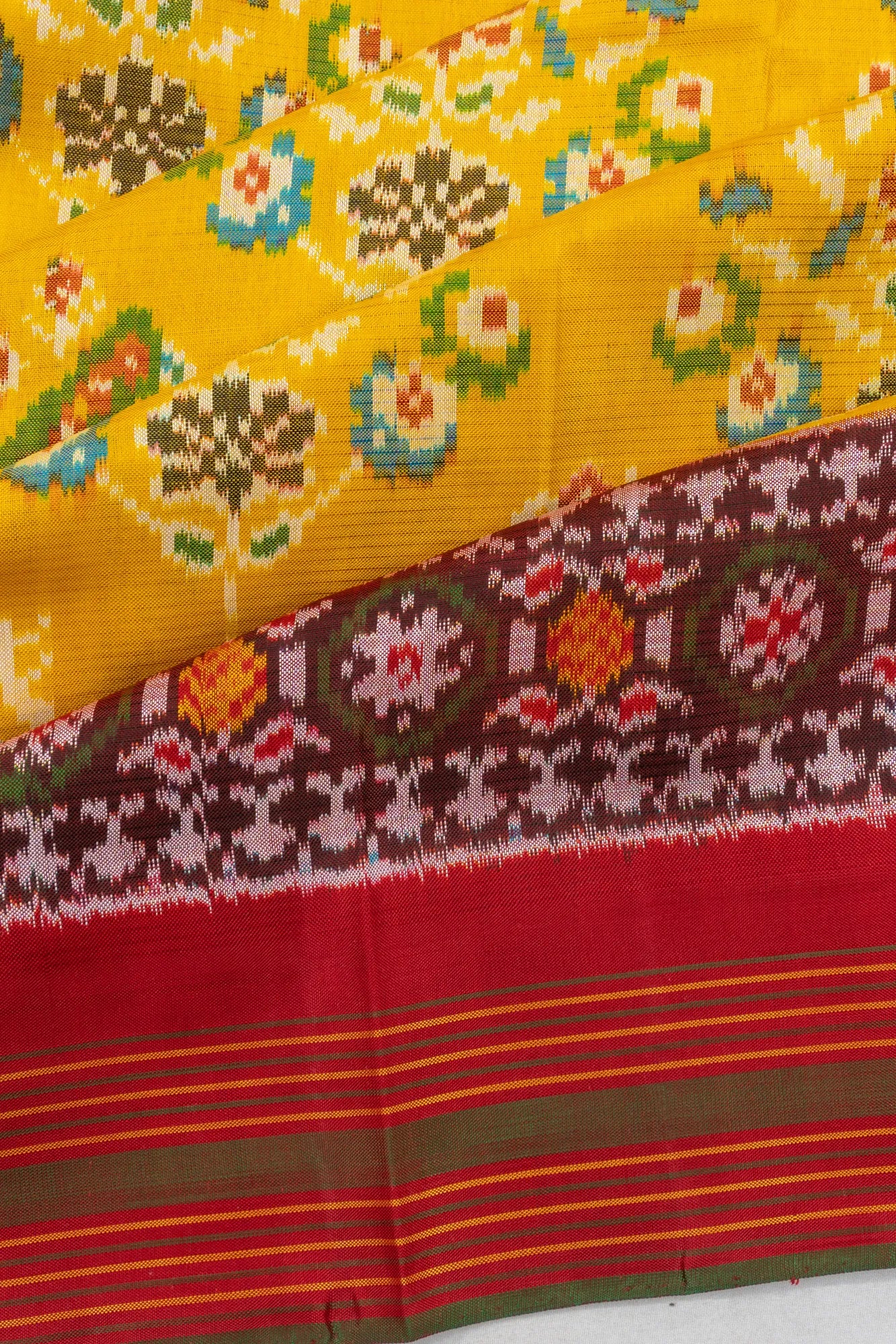 Pochampally Silk Ikat Yellow Saree