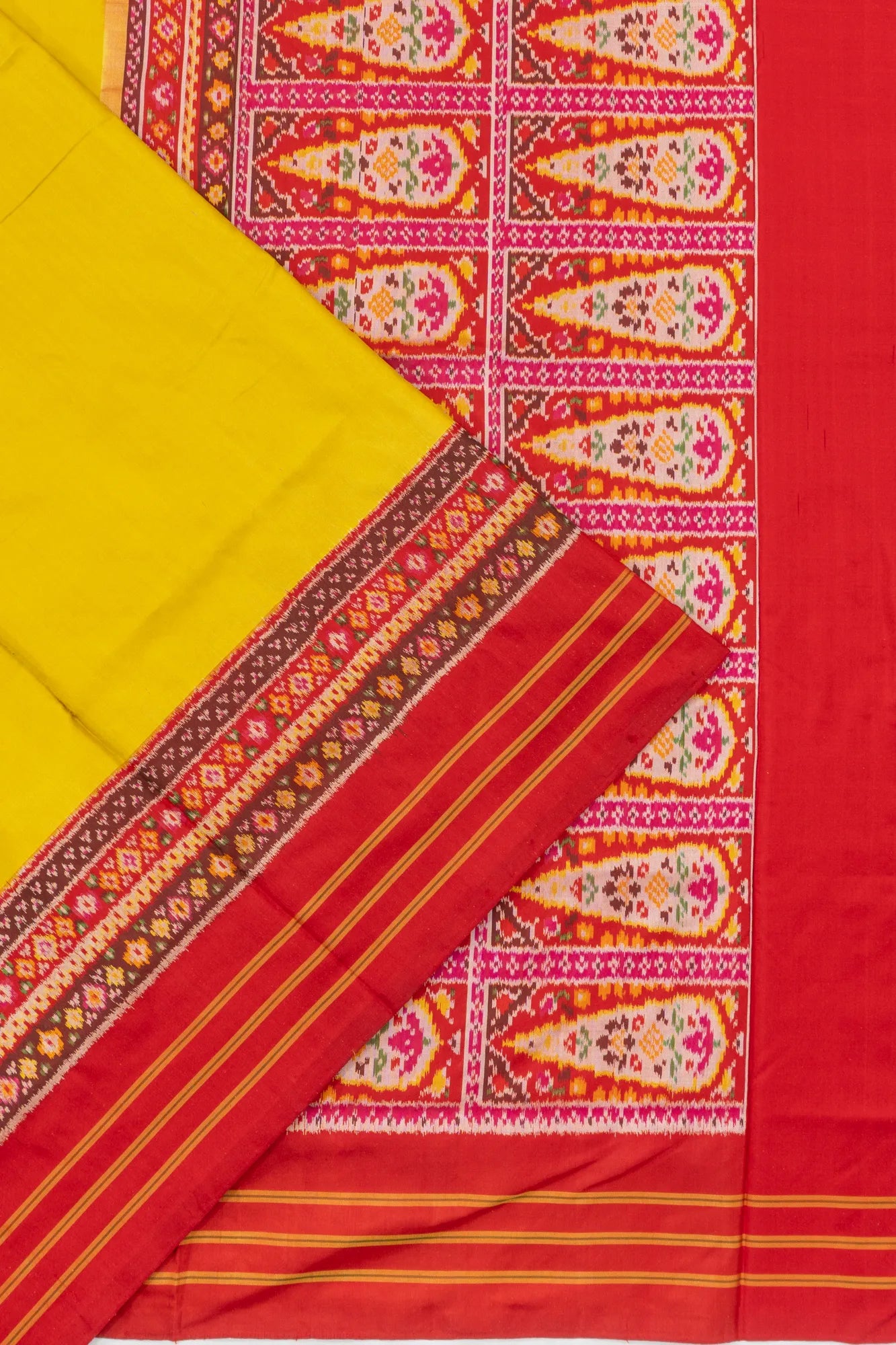 Pochampally Silk Ikat Yellow Saree
