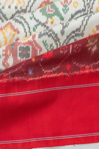 Pochampally Silk Ikat White Saree