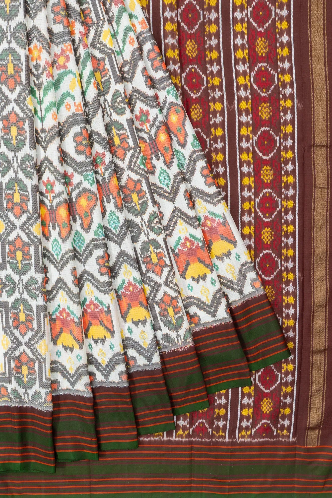 Pochampally Silk Ikat White Saree
