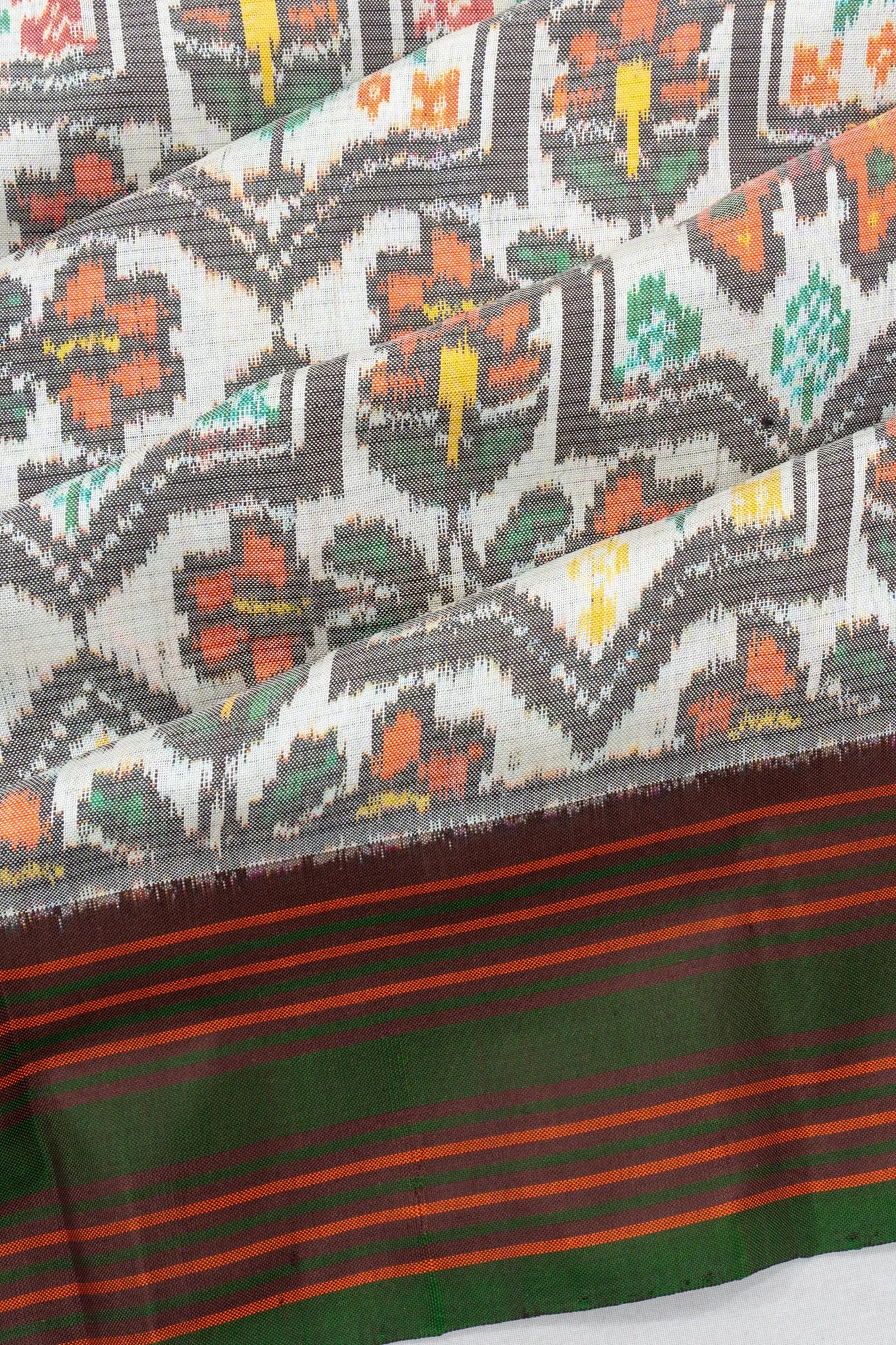 Pochampally Silk Ikat White Saree