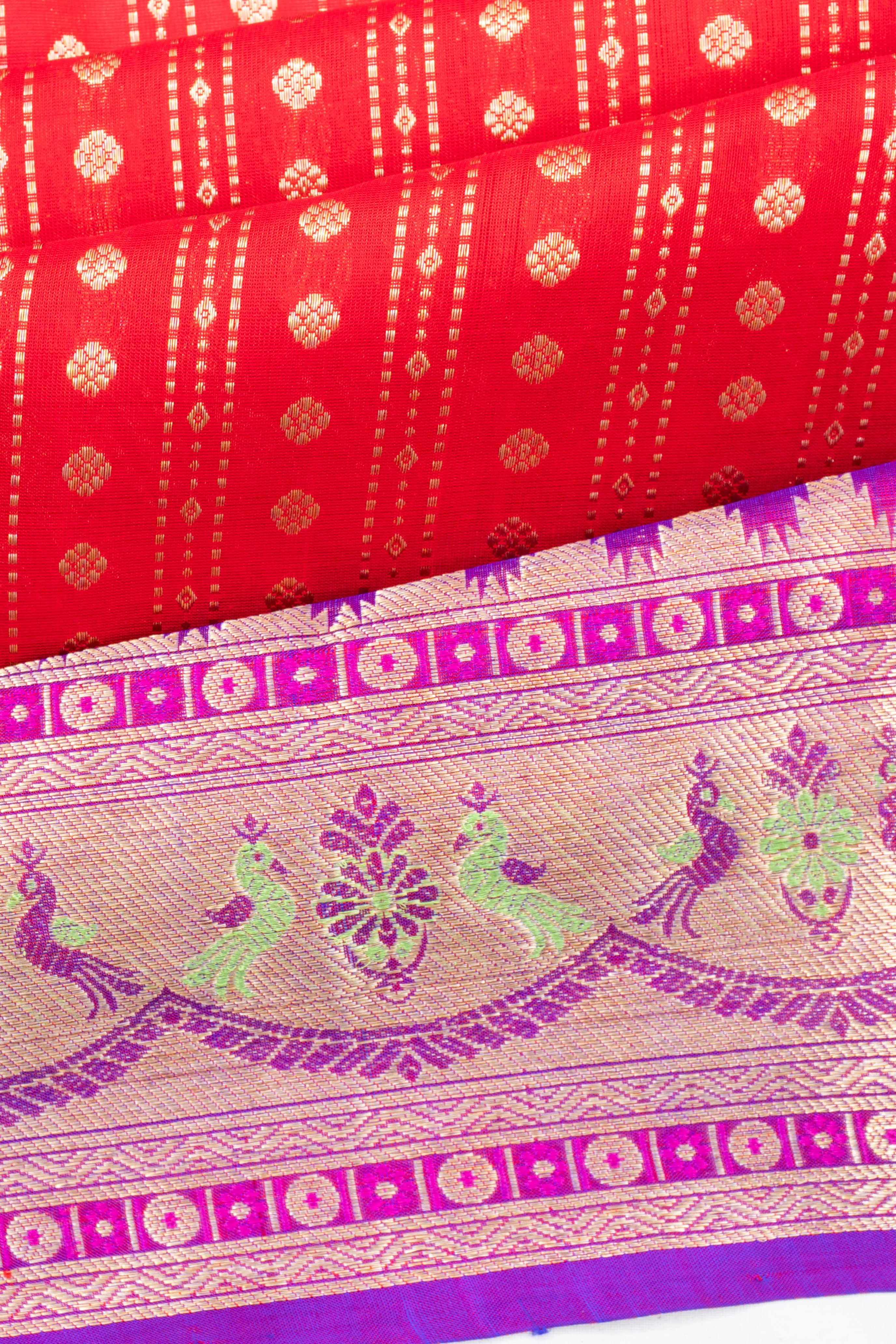 Venkatagiri Silk Brocade Red Saree