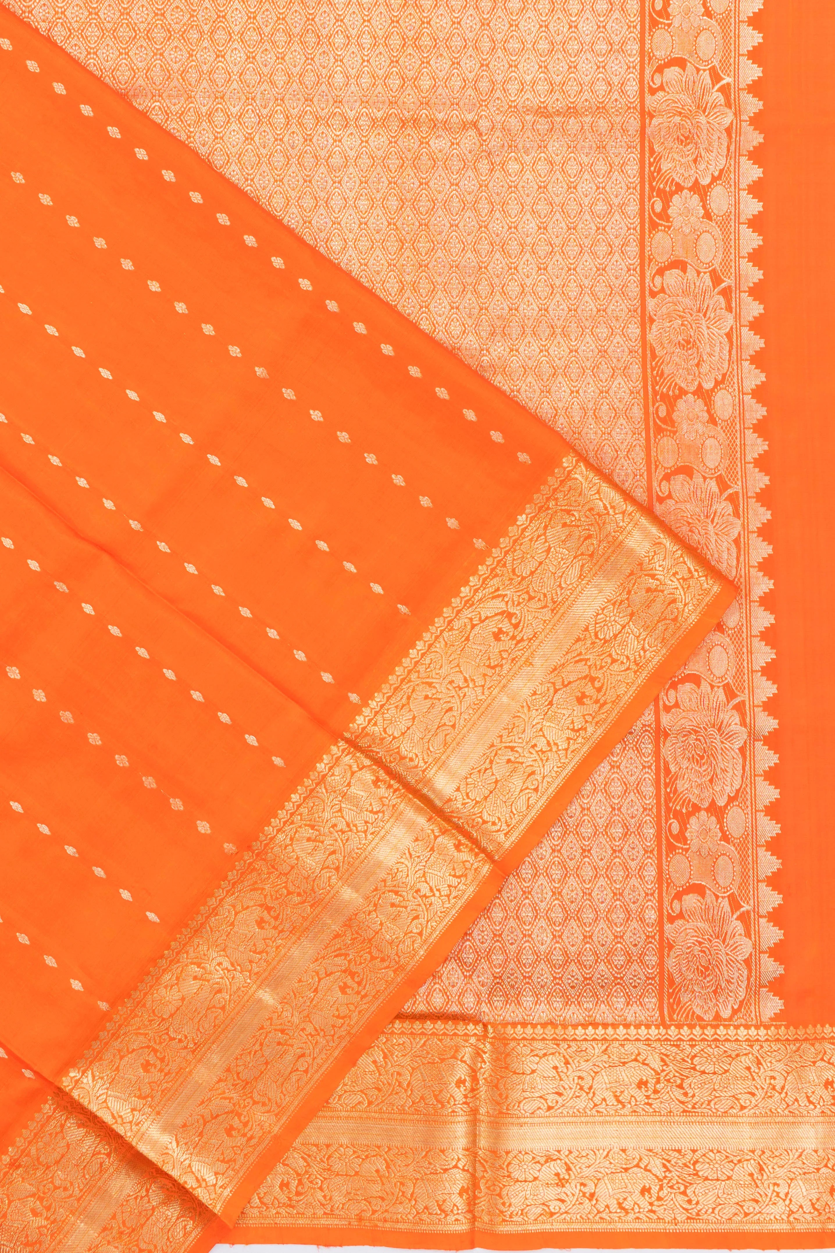 Venkatagiri Silk Brocade Orange Saree