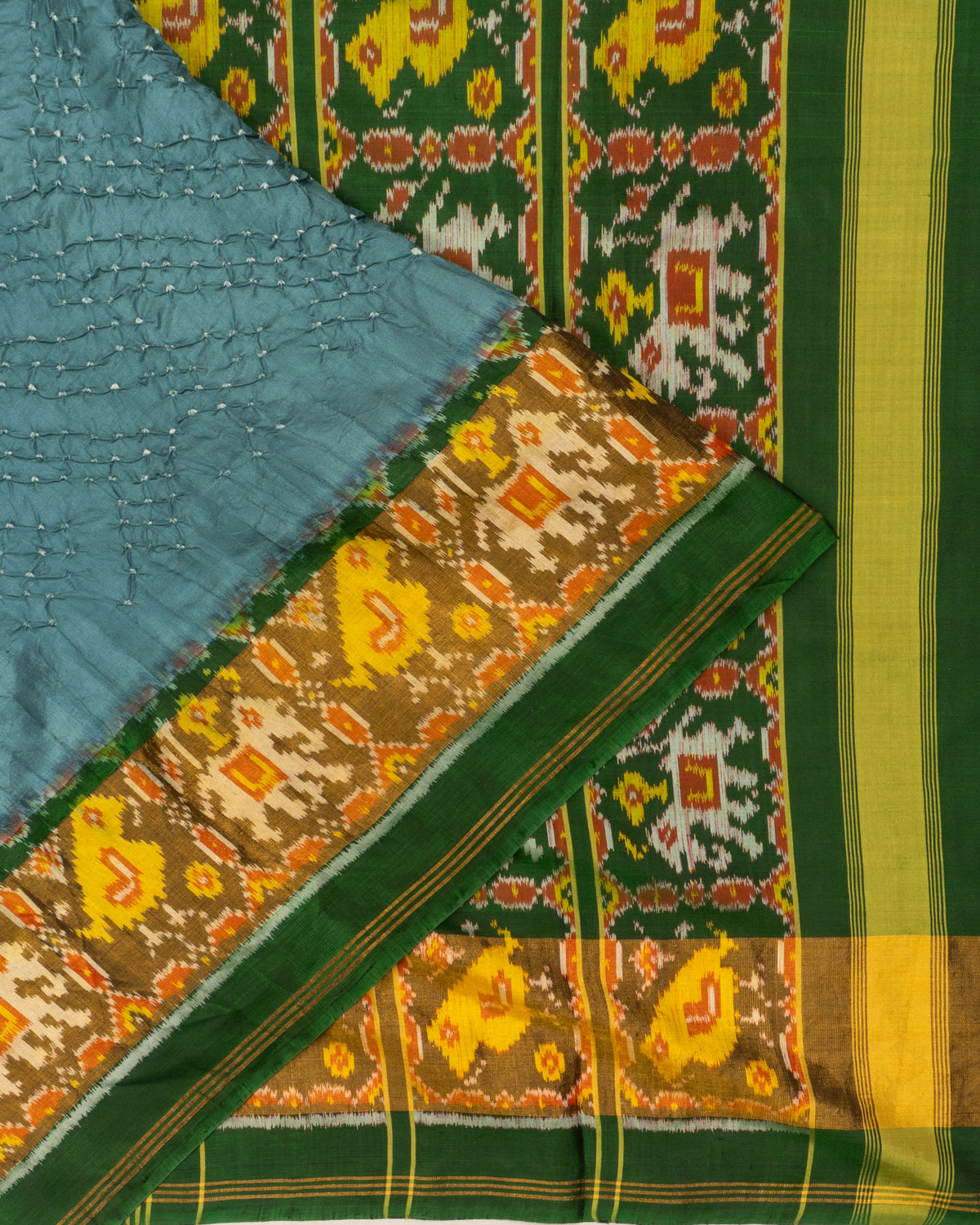 Rajkot Patola Silk Ikat Bandhani Blue Saree
