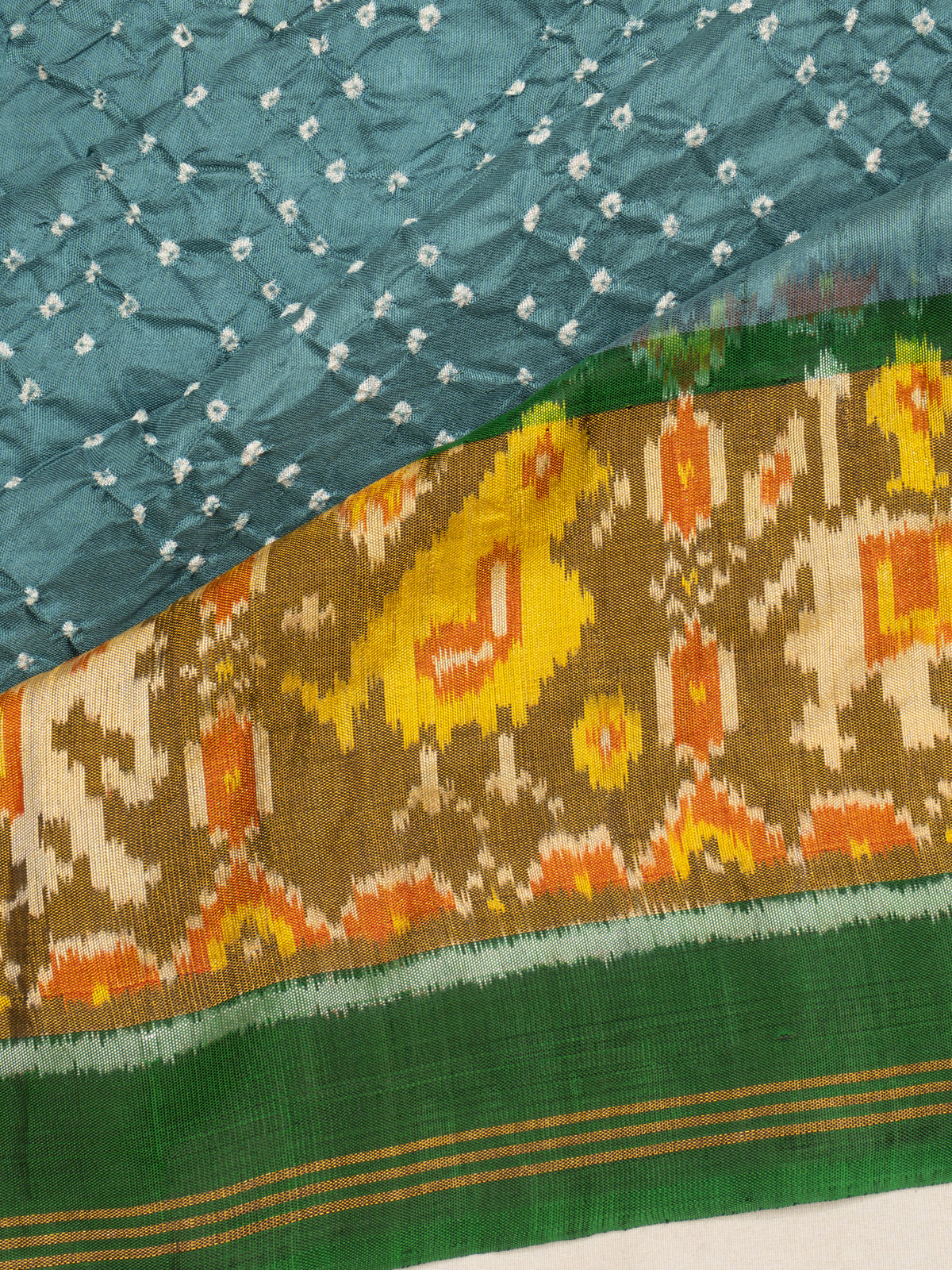 Rajkot Patola Silk Ikat Bandhani Blue Saree