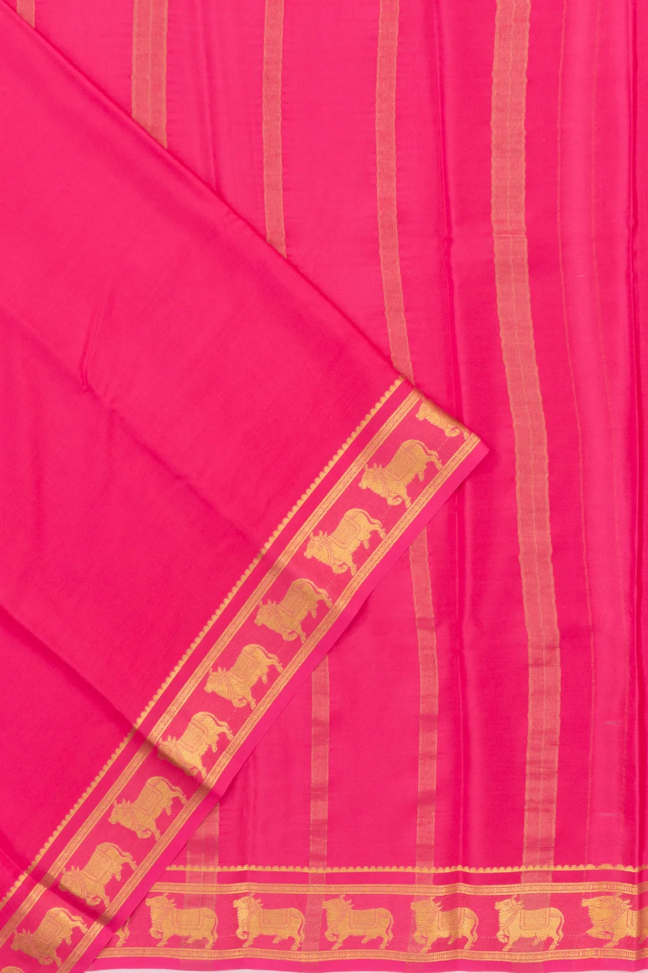 Mysore Silk Plain Pink Saree With Pichwai Border