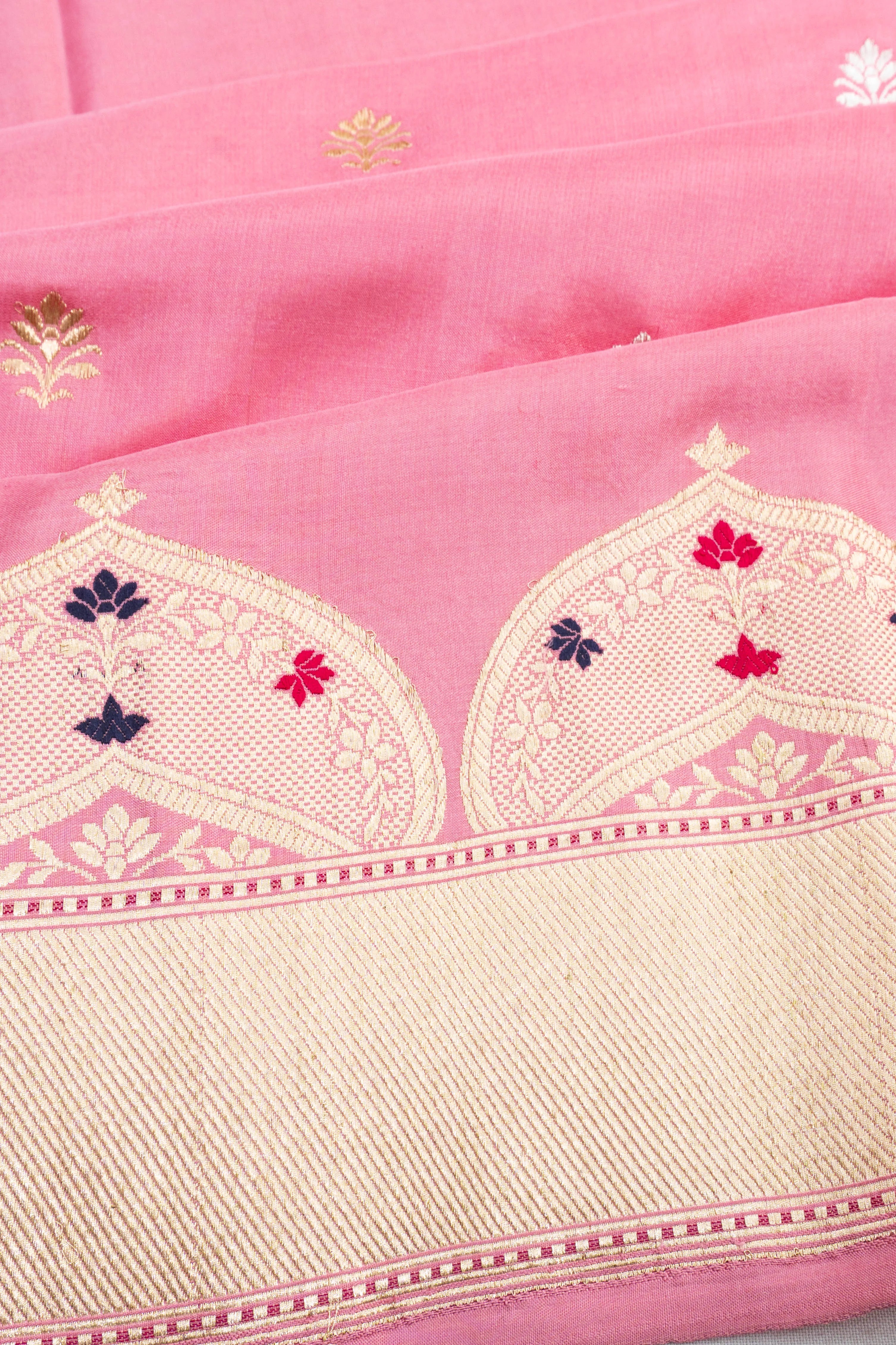 Banarasi Silk Butta Pink Saree