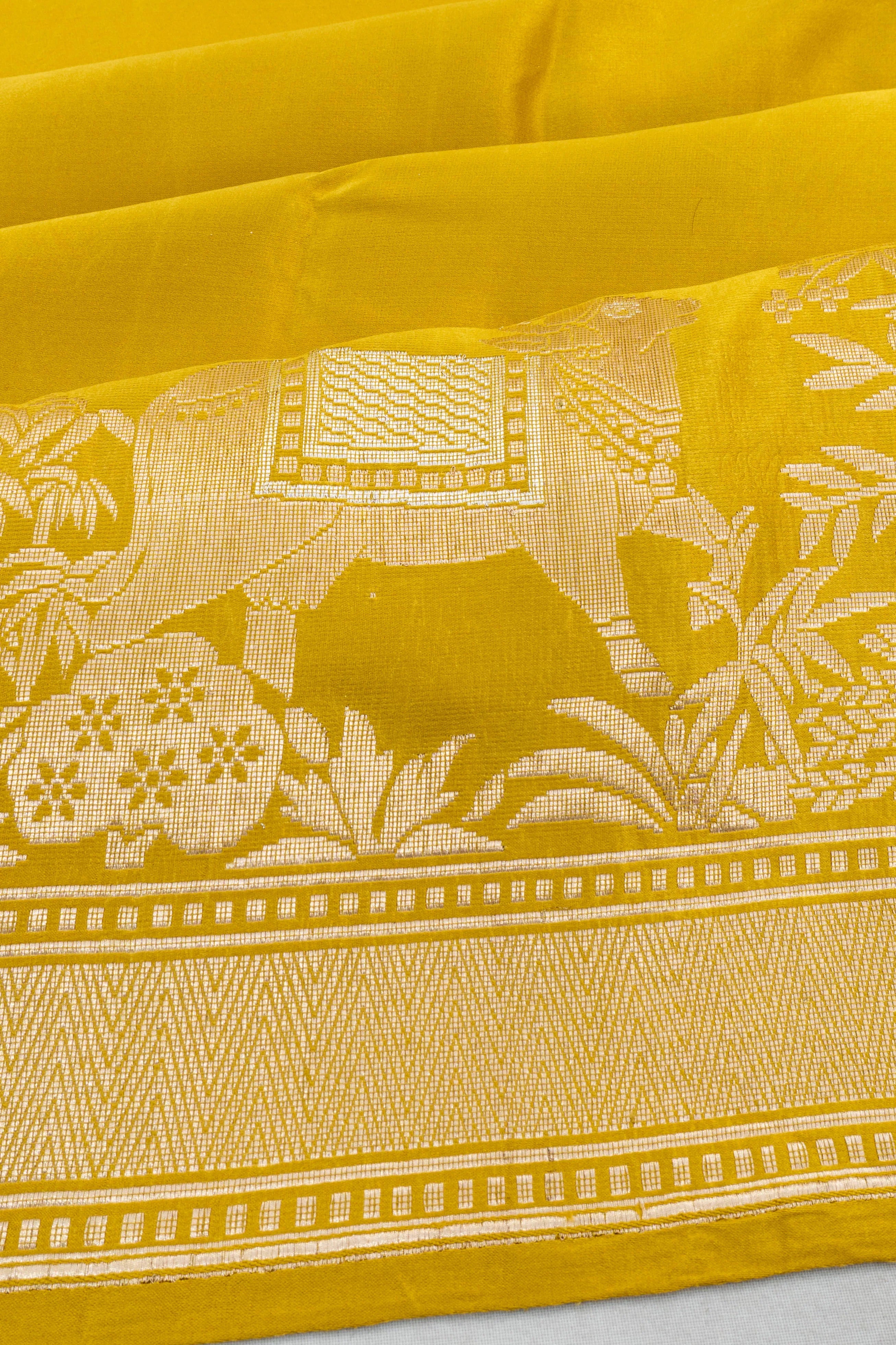 Banarasi Silk Plain Mehendi Green Saree