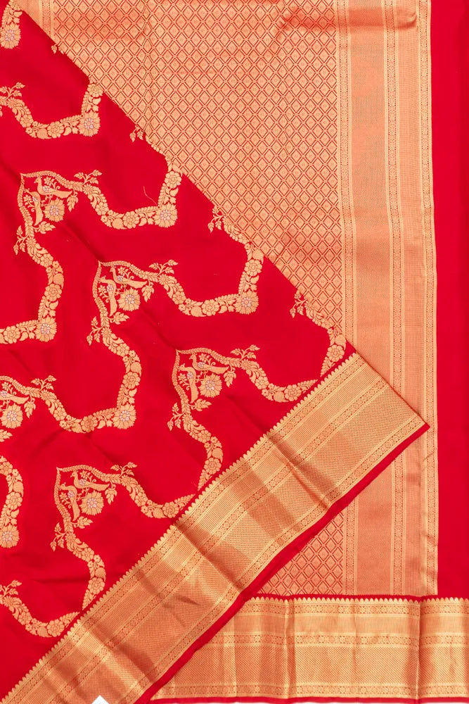 Taranga Kanchi Silk Jaal Red Saree