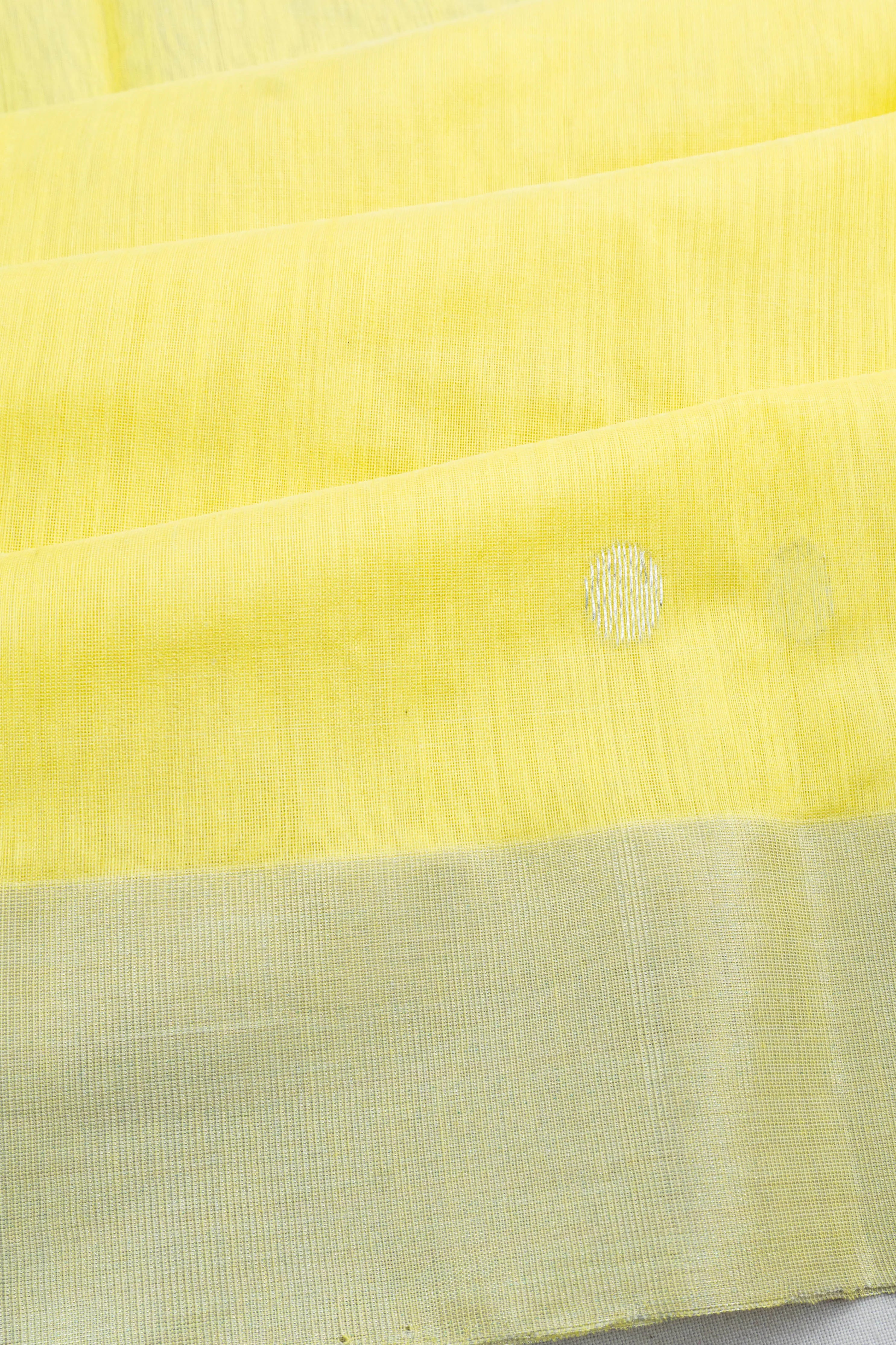 Chanderi Cotton Butta Lemon Yellow Saree