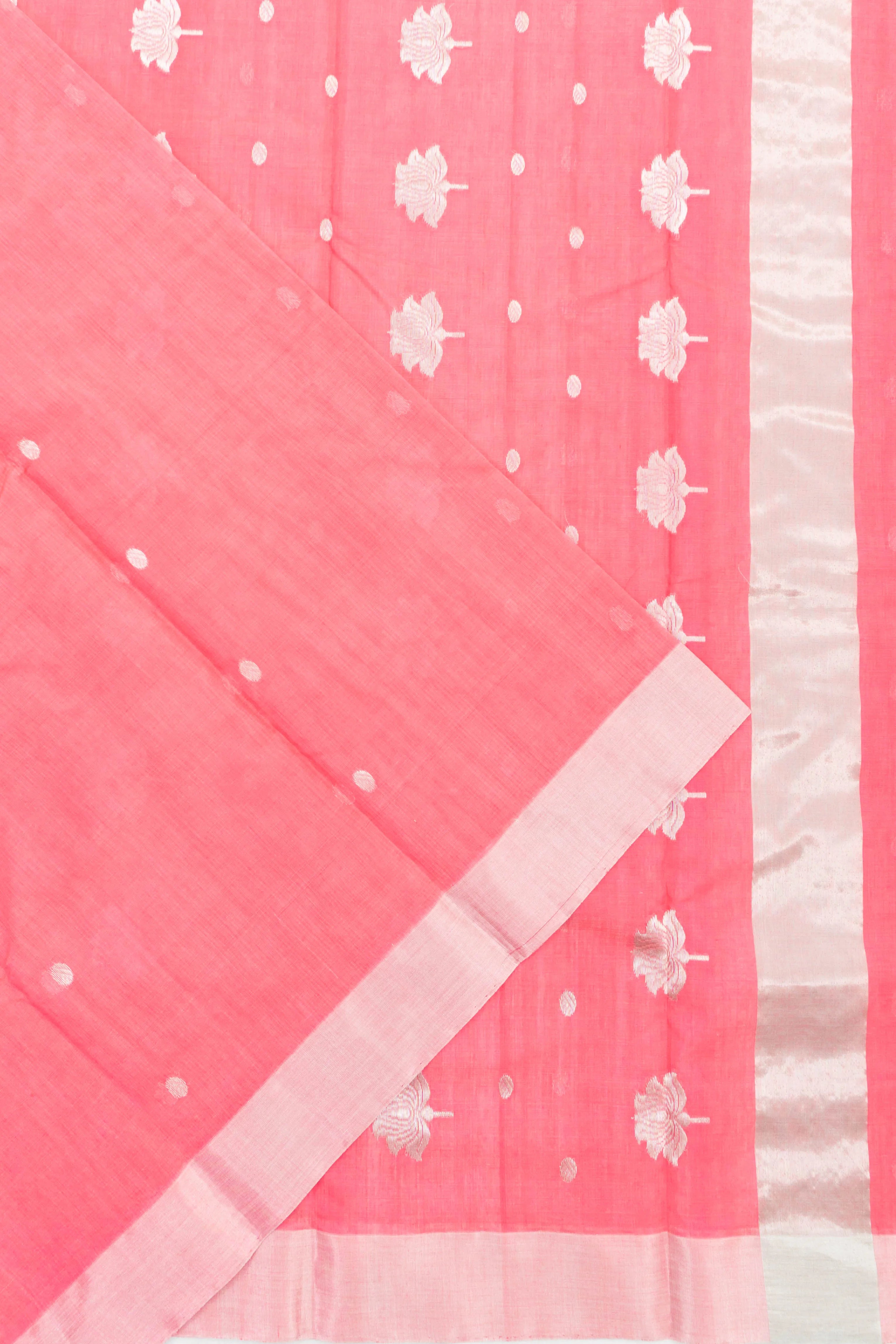 Chanderi Cotton Butta Pink Saree