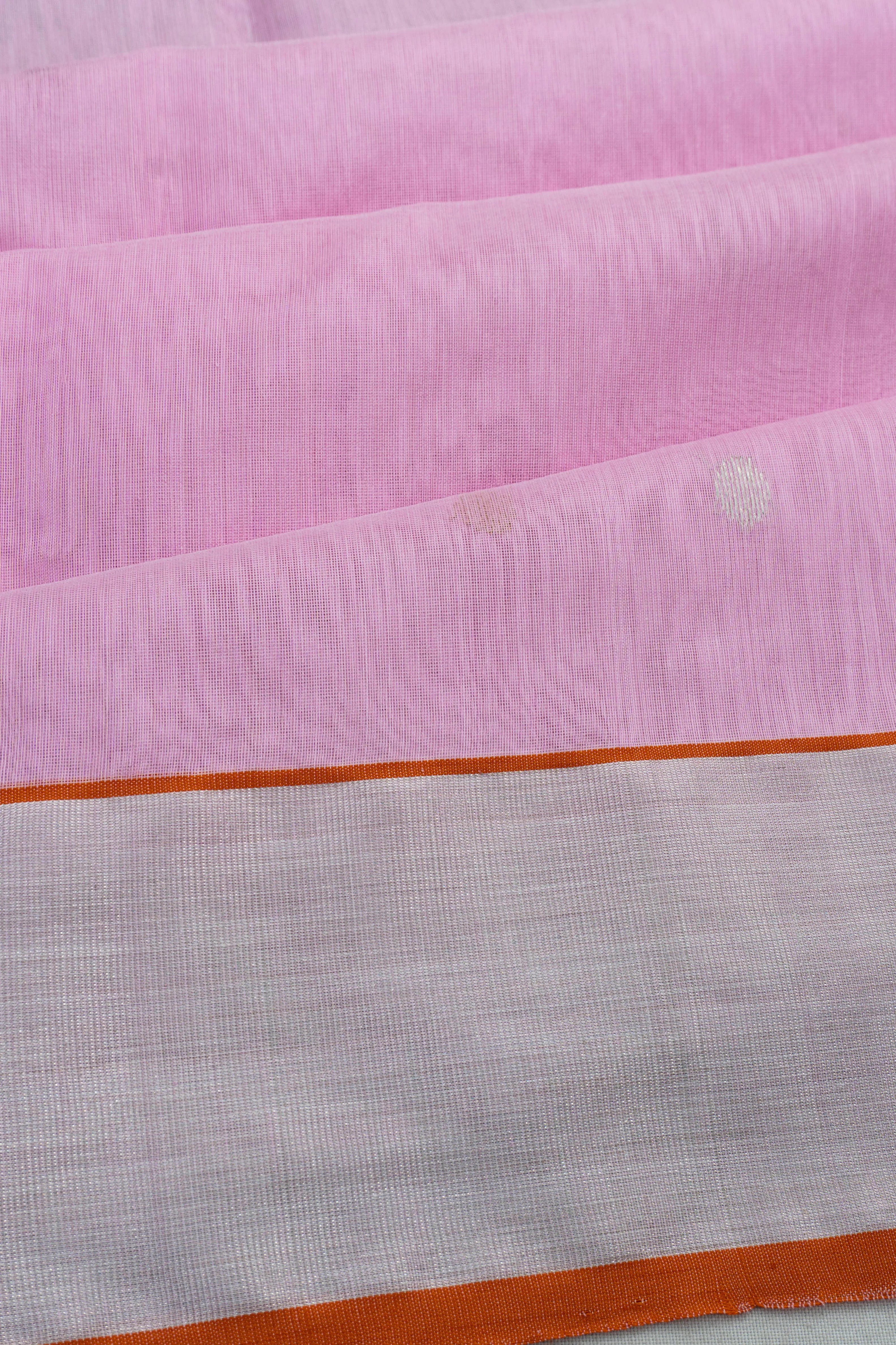 Chanderi Cotton Polka Dot Butta Baby Pink Saree