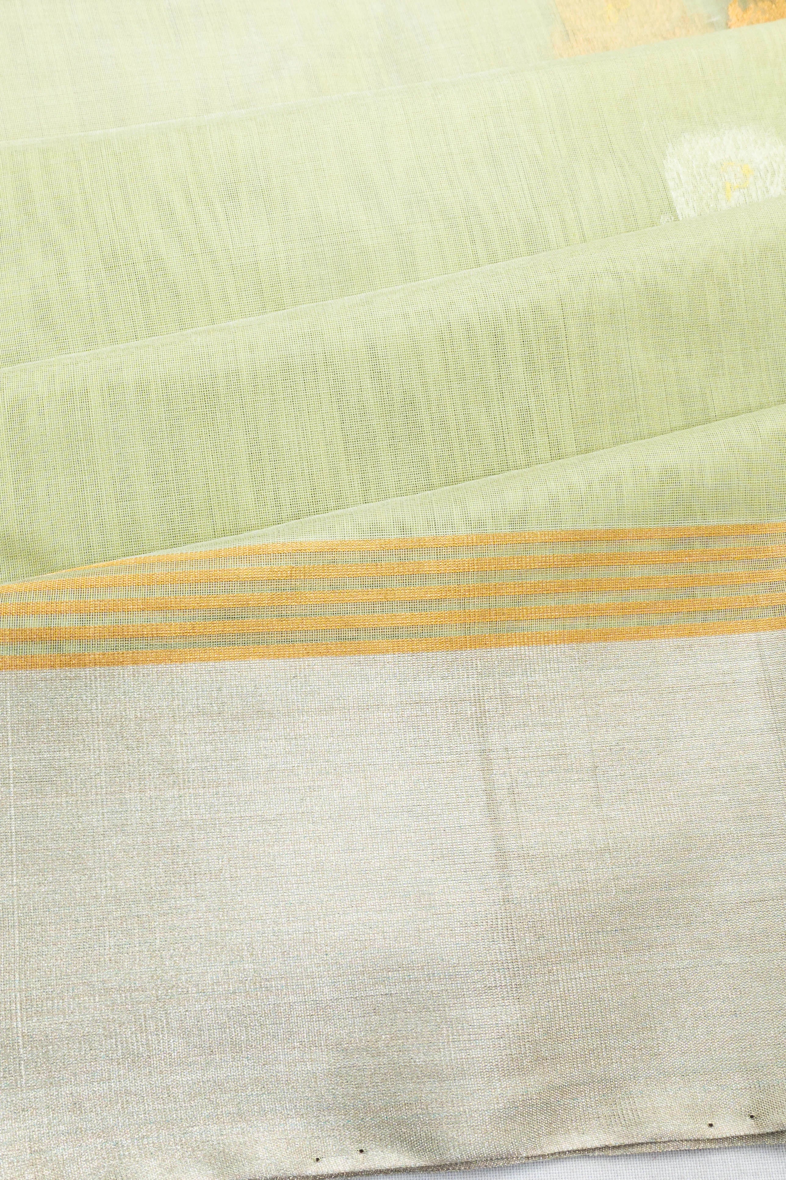 Chanderi Cotton Butta Pastel Green Saree