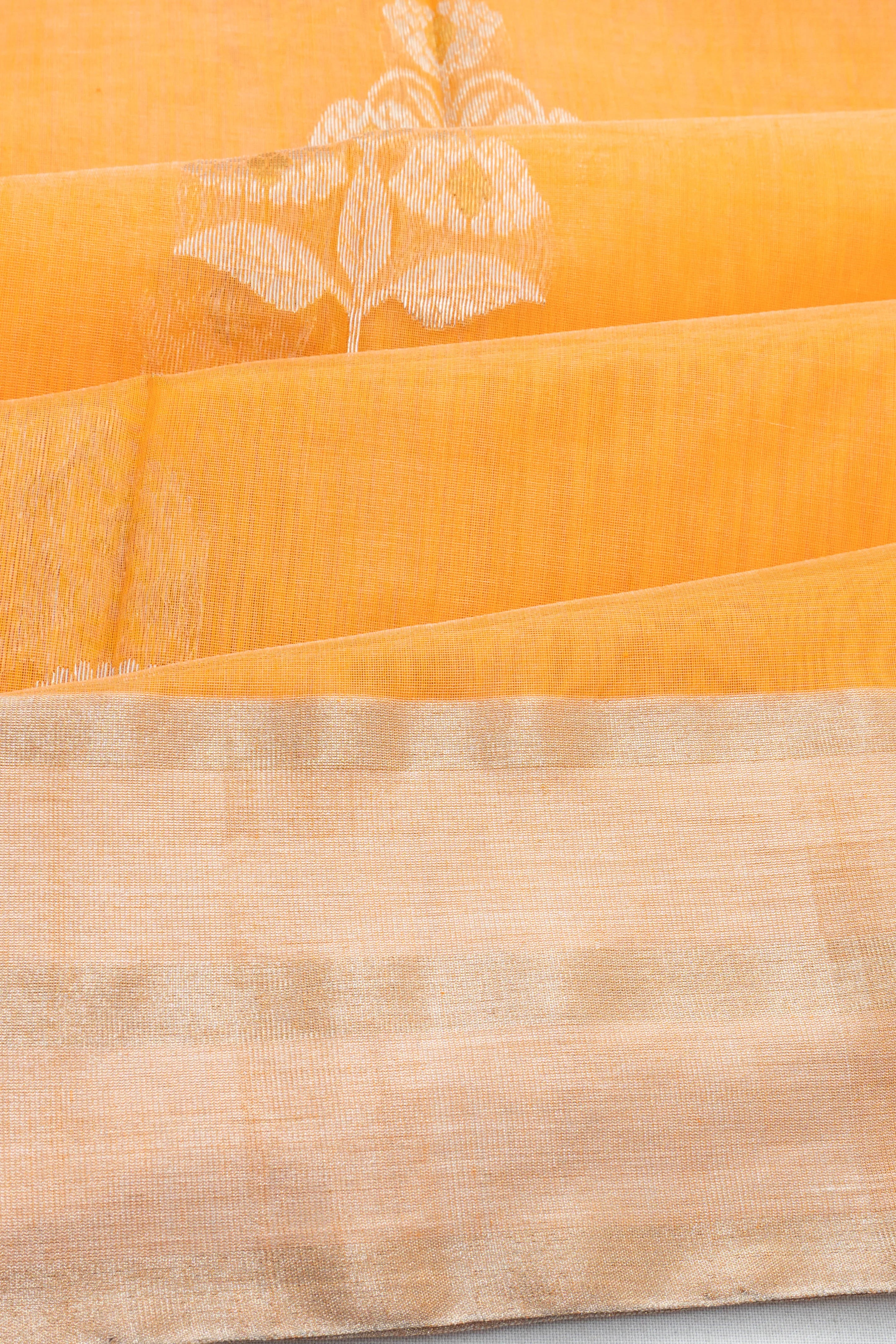 Chanderi Cotton Butta Orange Saree