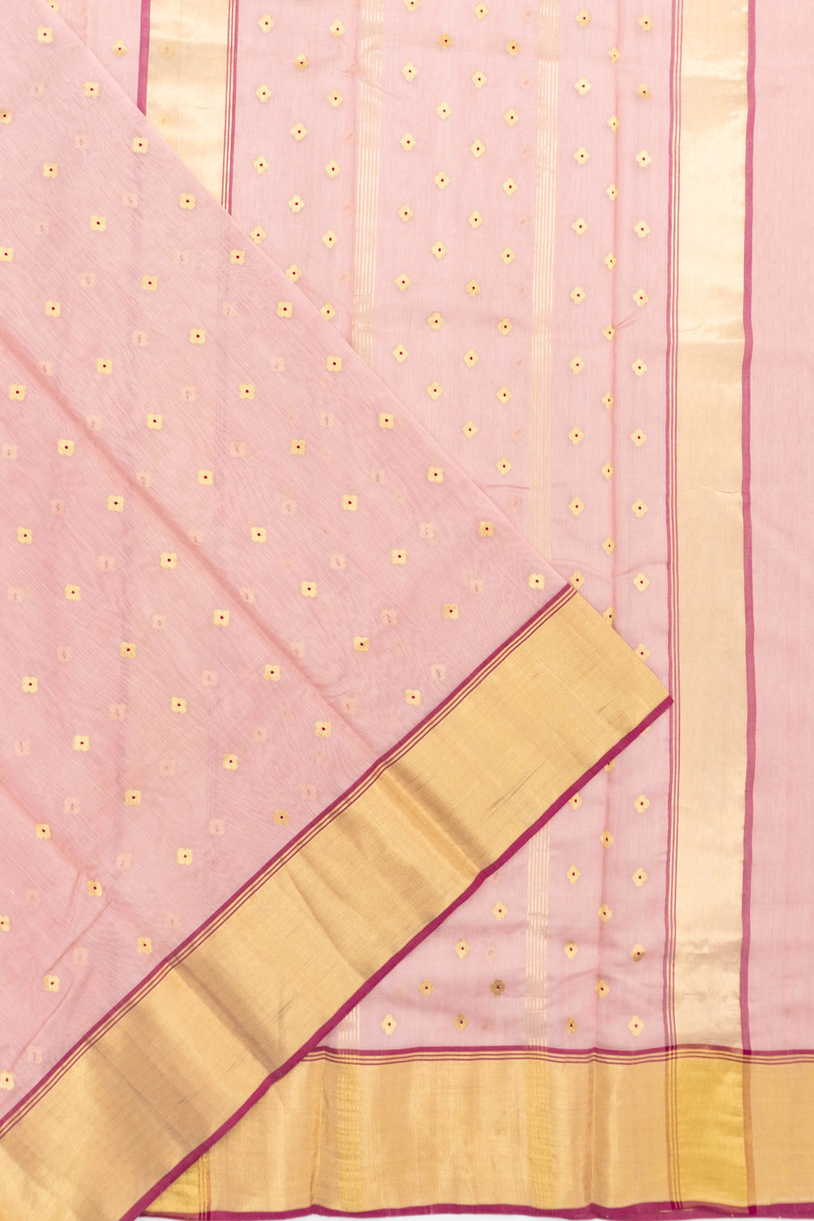 Chanderi Cotton Butta Baby Pink Saree