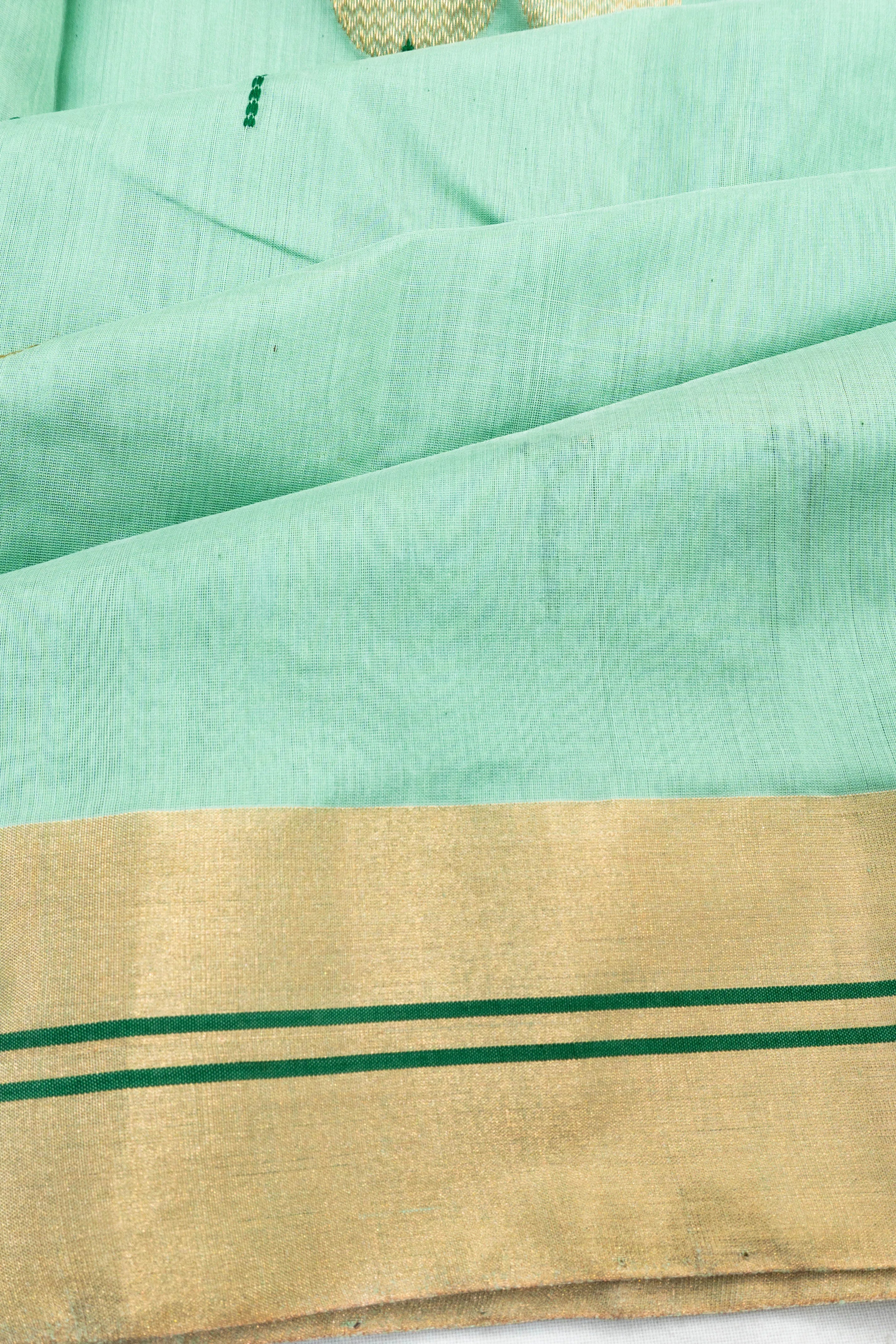 Chanderi Cotton Butta Sea Green Saree