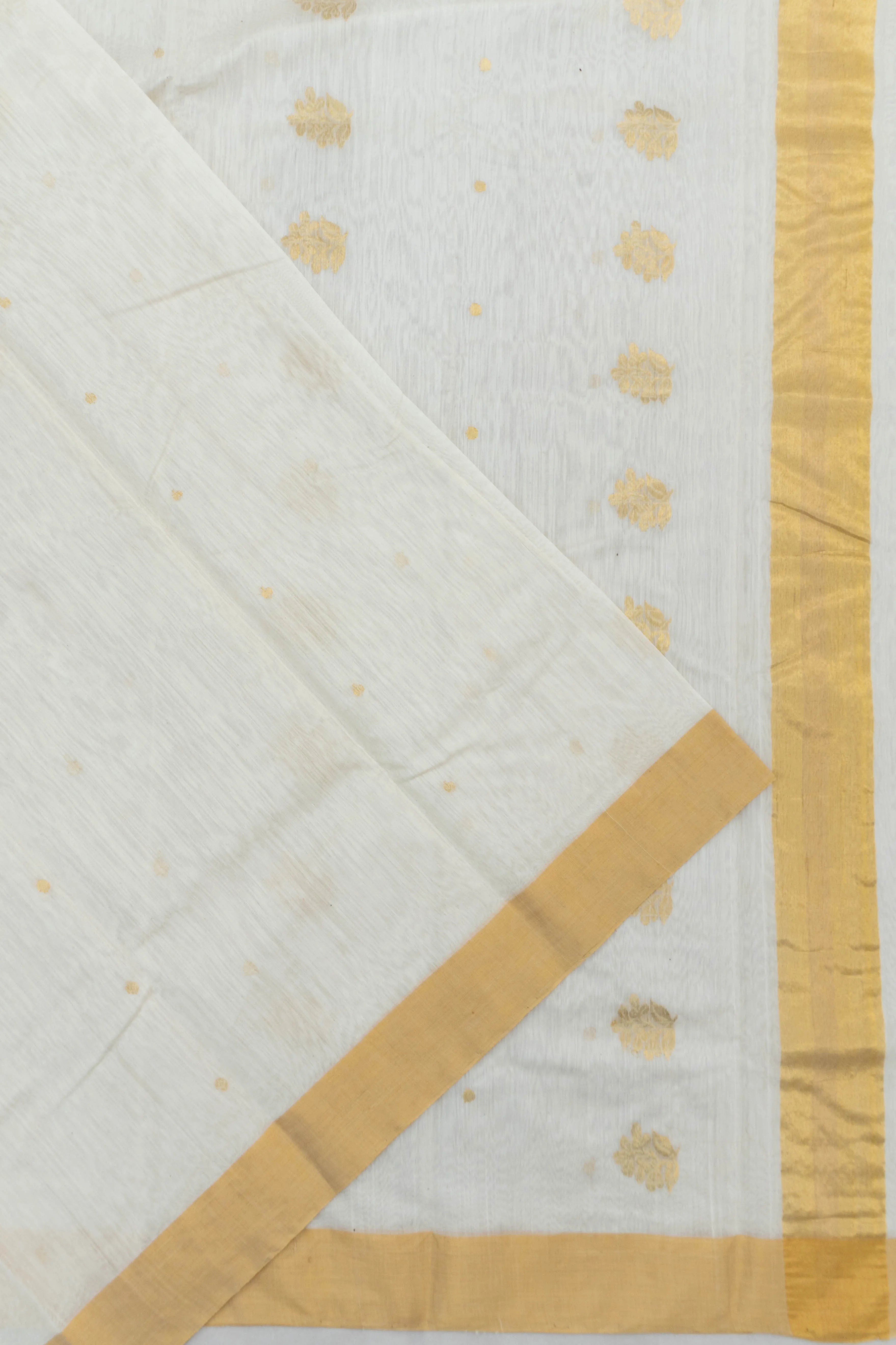 Chanderi Cotton Butta White Saree