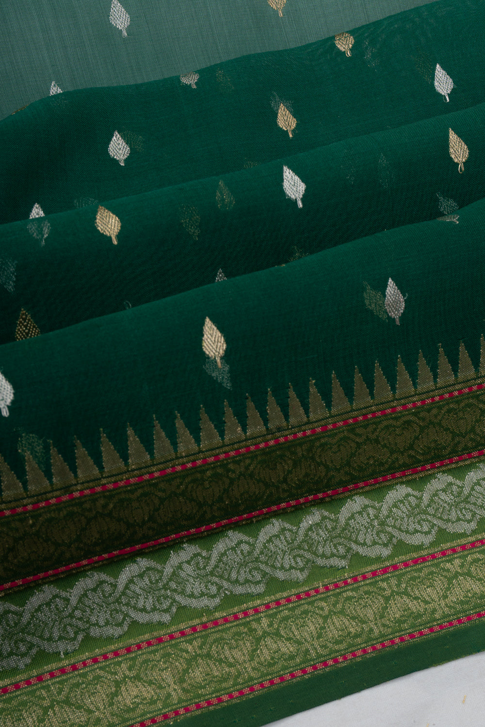 Banarasi Kora Organza Kadwa Butta Bottle Green Saree
