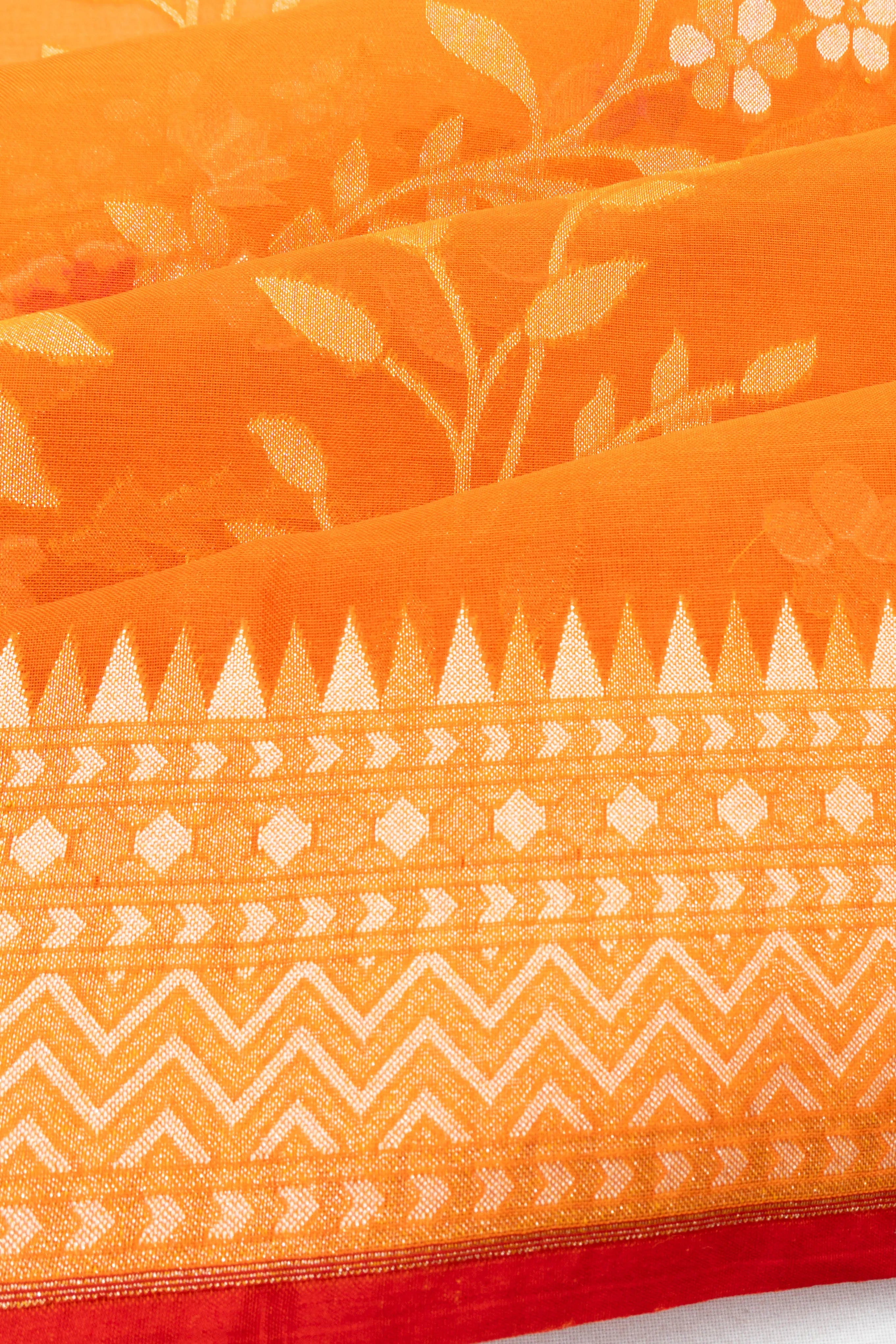 Banarasi Kora Organza Jaal Orange Saree