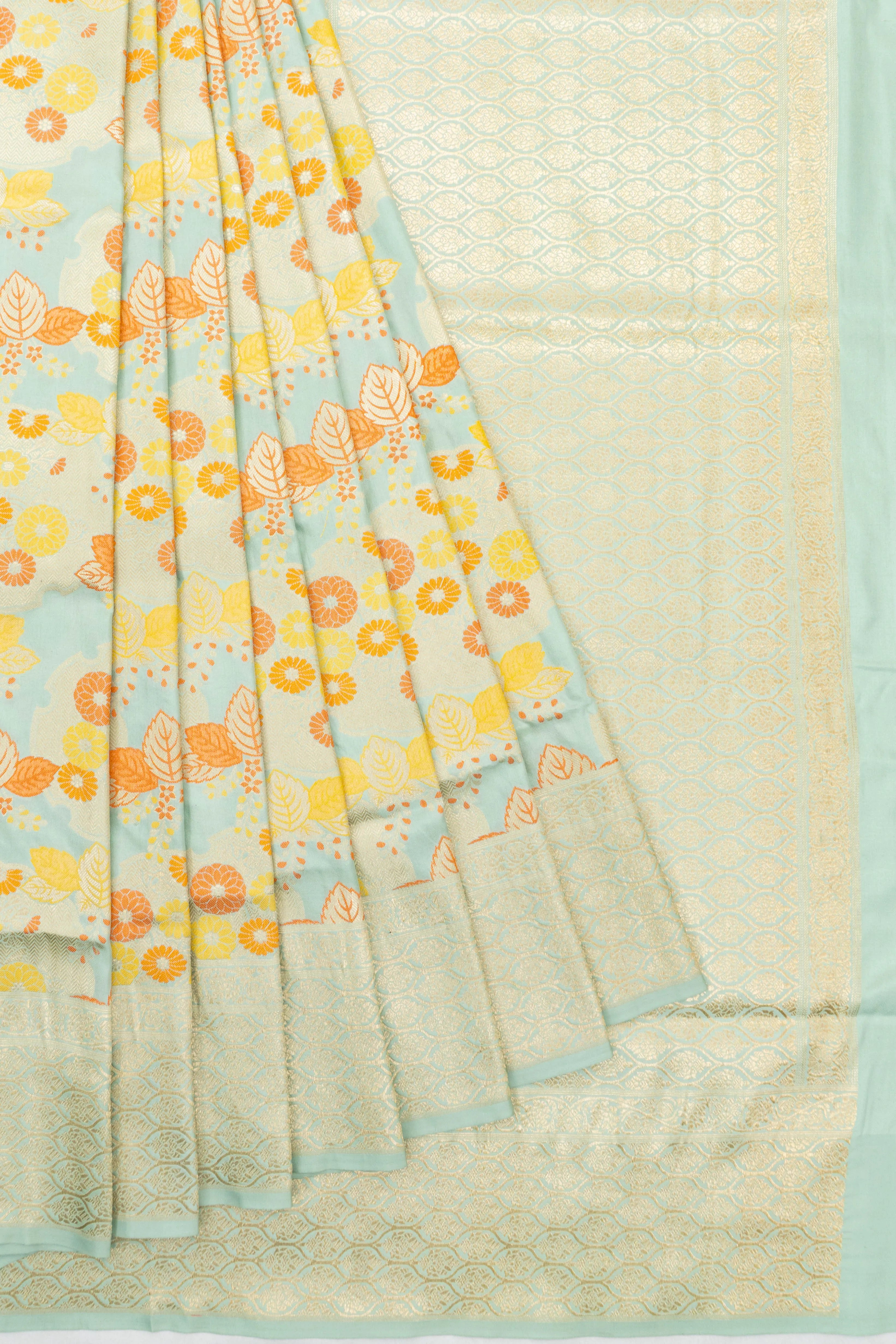 Banarasi Silk Brocade Pastel Blue Saree