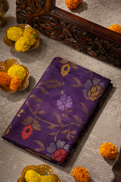 Uppada Silk All Over Jamdani Jaal Violet Saree